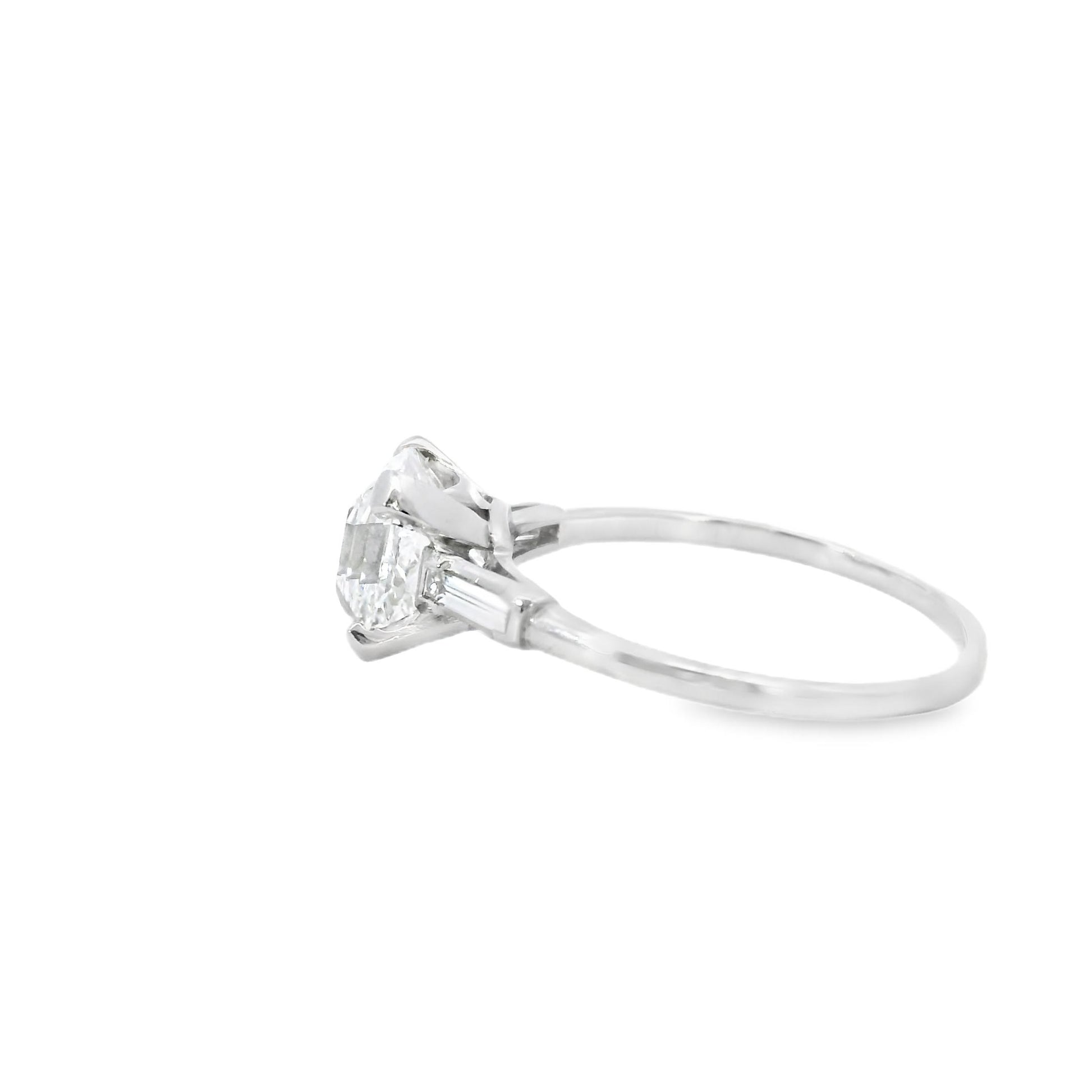Platinum American Contemporary Engagement Diamond  Ring 2.65 ct Square Emerald c