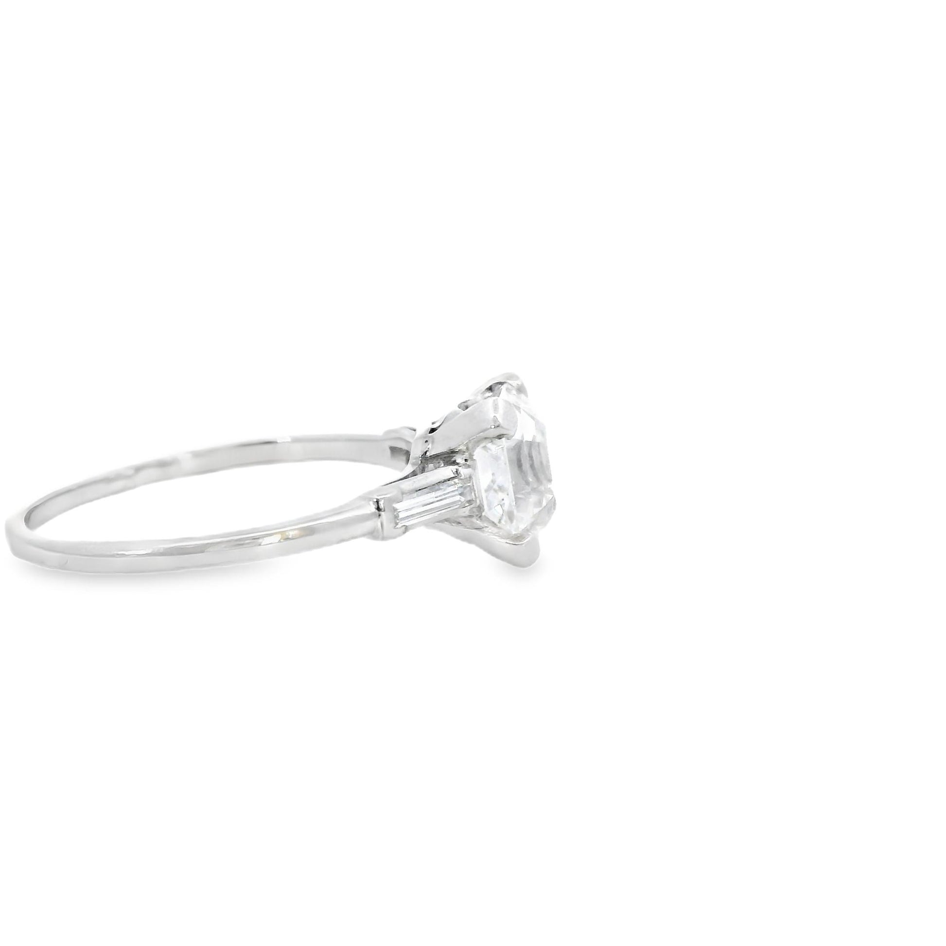 Platinum American Contemporary Engagement Diamond  Ring 2.65 ct Square Emerald c