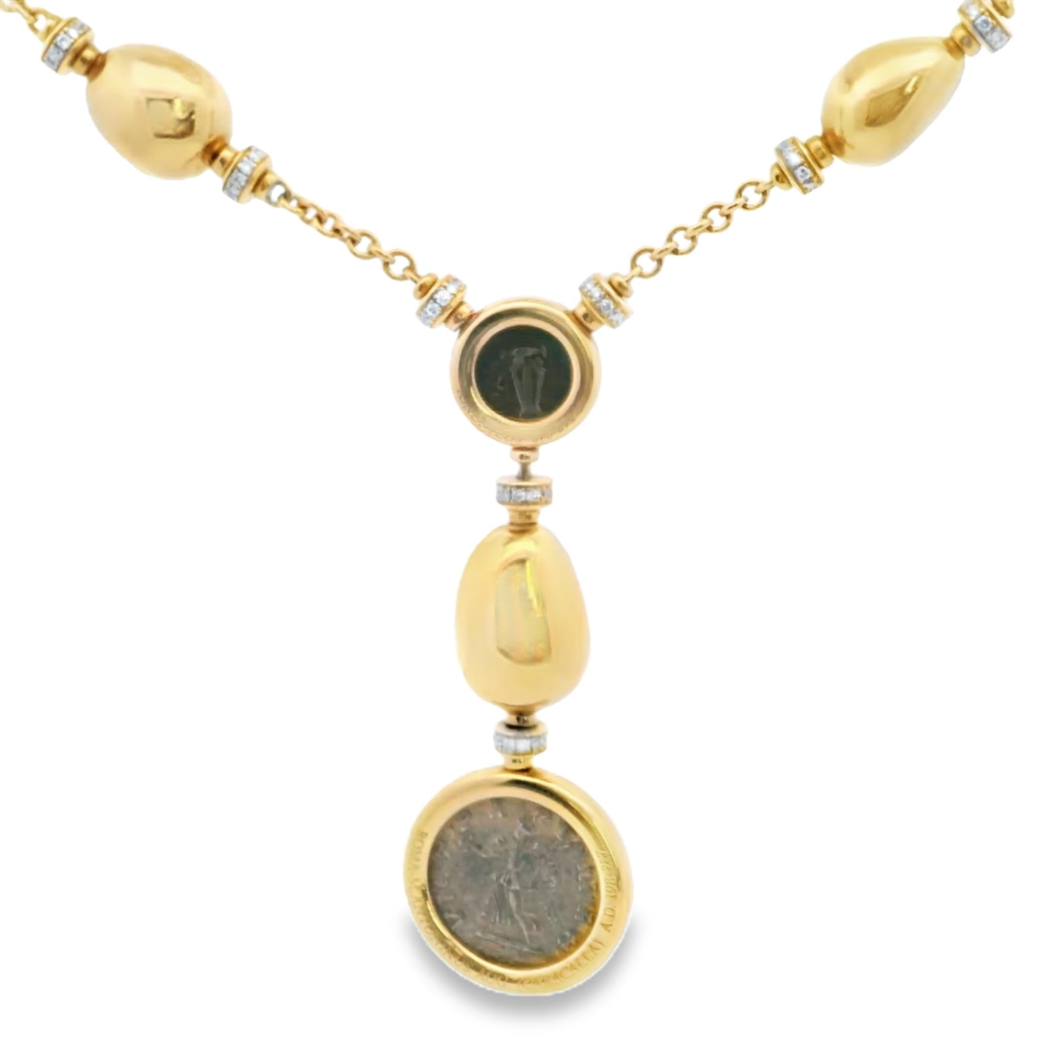 Bulgari Monete-Sassi 18K Yellow Gold & Diamond Coin Necklace – Circa 1980s