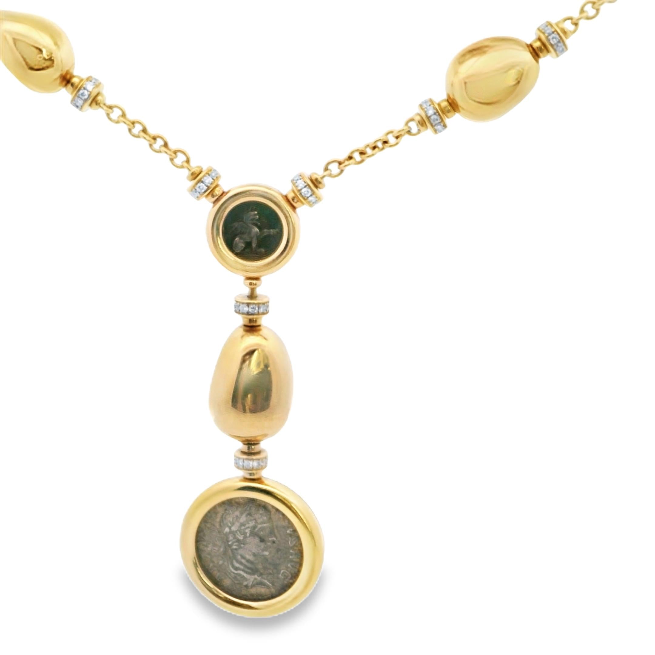 Bulgari Monete-Sassi 18K Yellow Gold & Diamond Coin Necklace – Circa 1980s