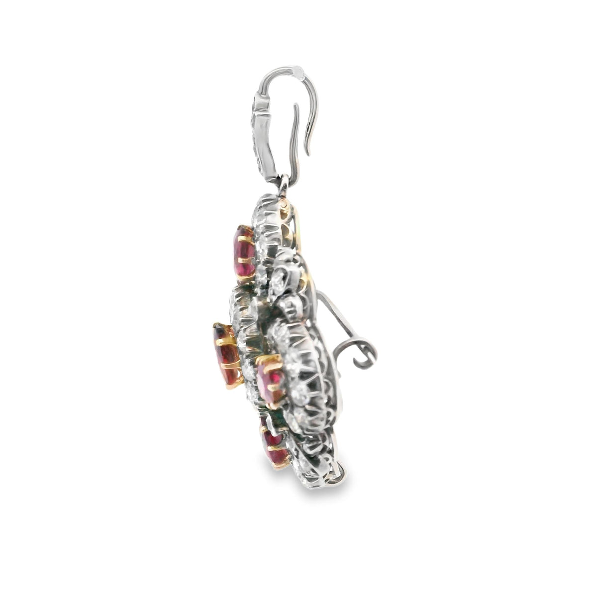 Victorian Ruby and Diamond Pendant Necklace in Silver and Gold, circa 1850, view 2