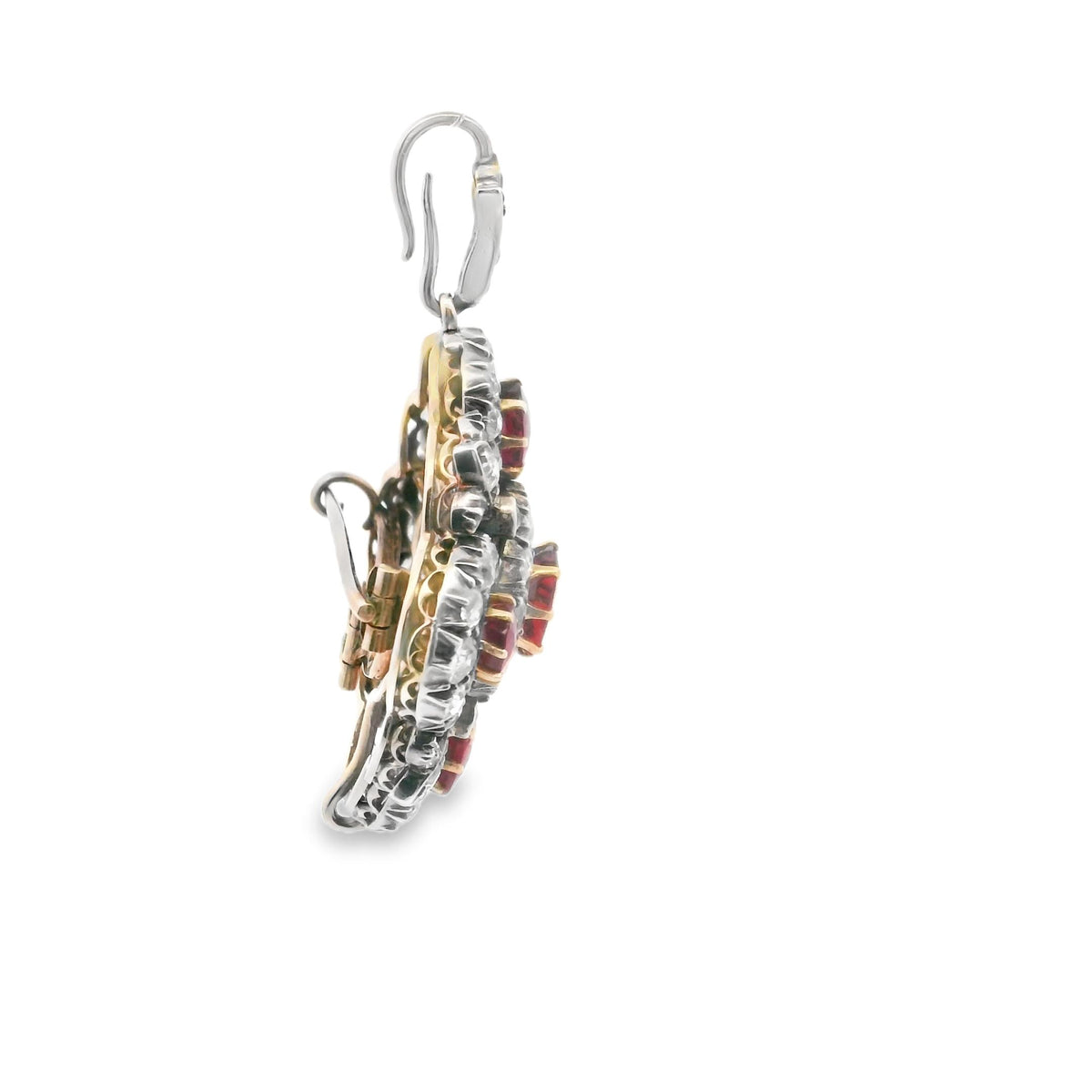 Victorian Ruby and Diamond Pendant Necklace in Silver and Gold, circa 1850, view 3