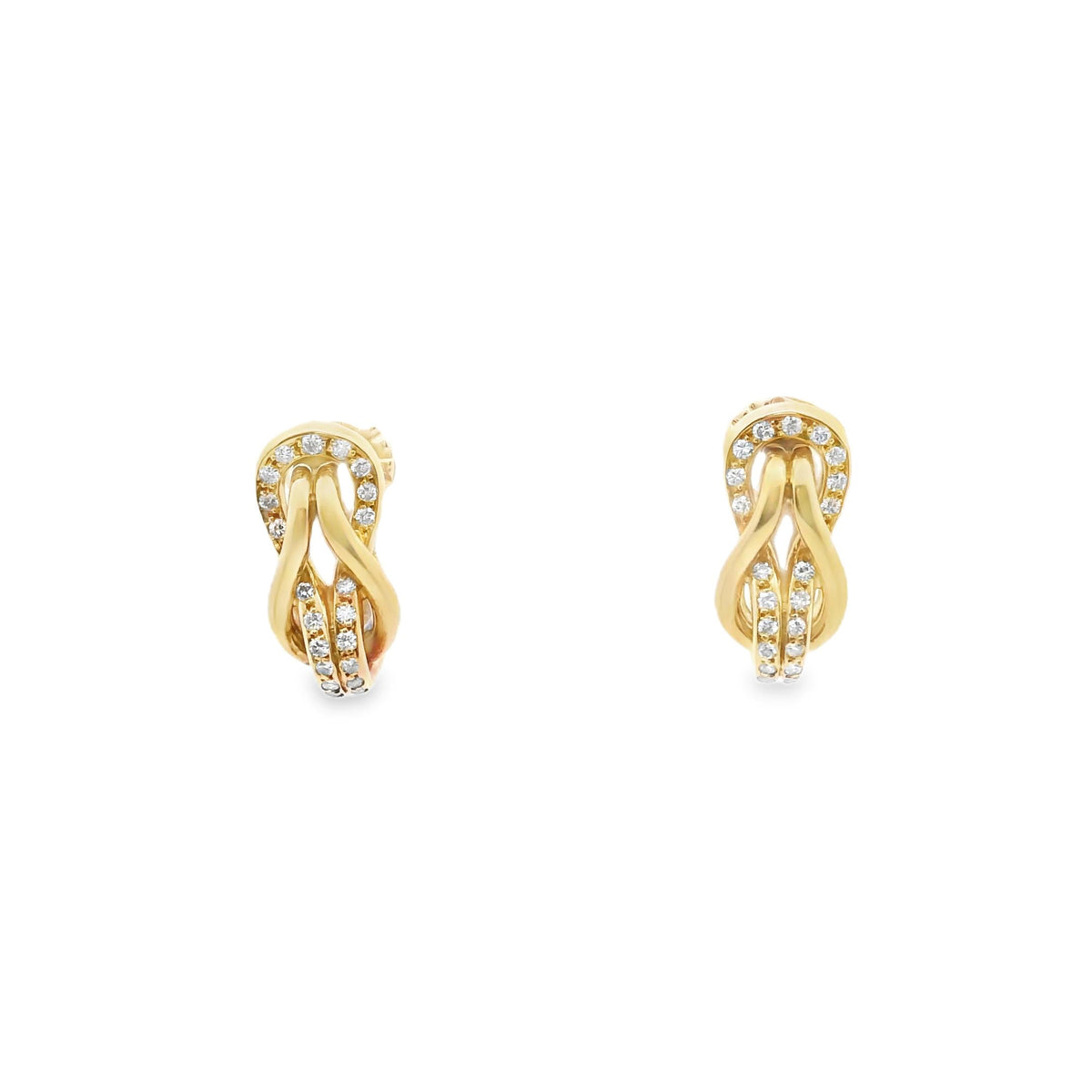 Cartier Diamond Knot Earrings in 18K Yellow Gold, view 3
