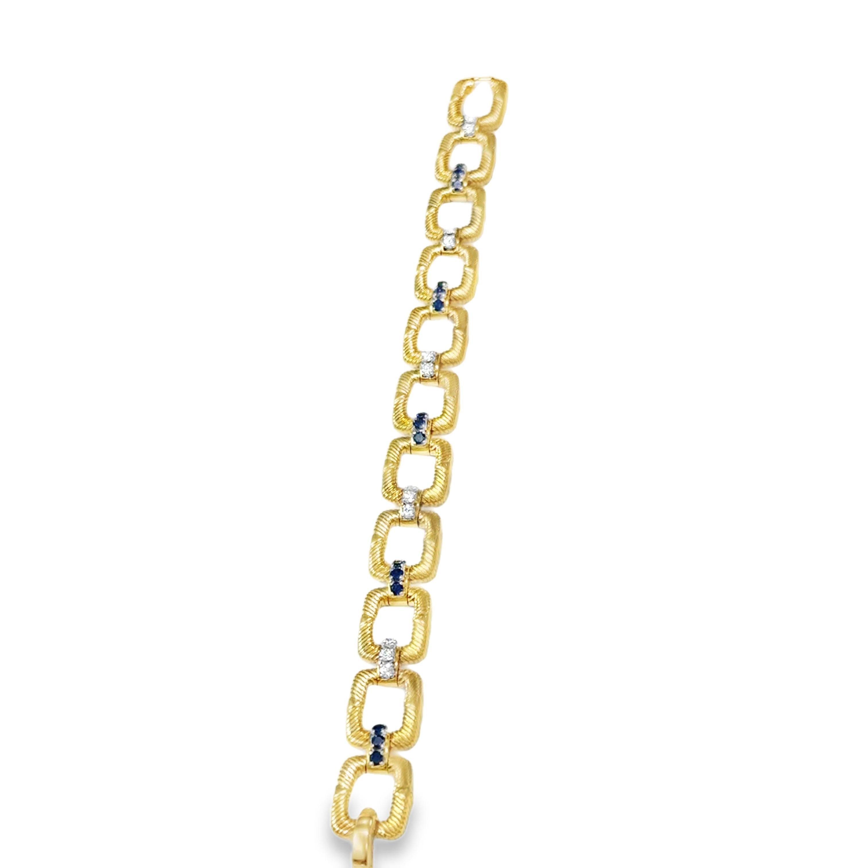 Cartier New York Bracelet with Sapphire & Diamond Links 18K Yellow Gold 1970s
