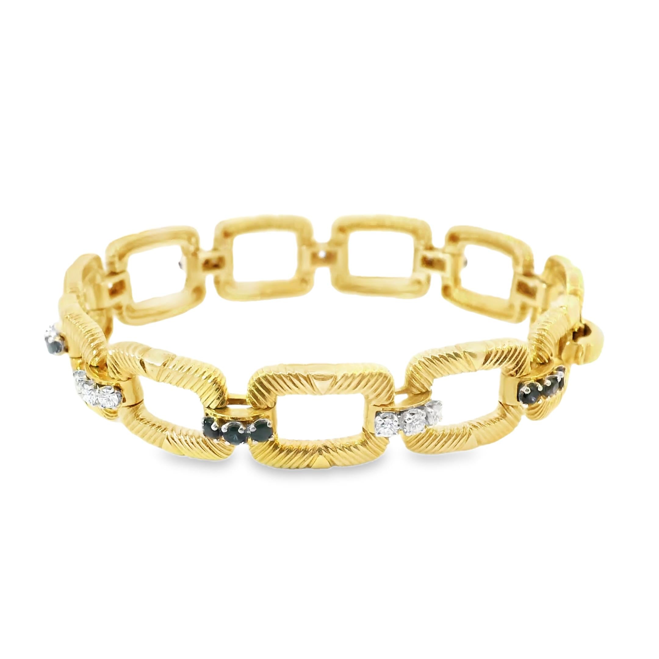 Cartier New York Bracelet with Sapphire & Diamond Links 18K Yellow Gold 1970s