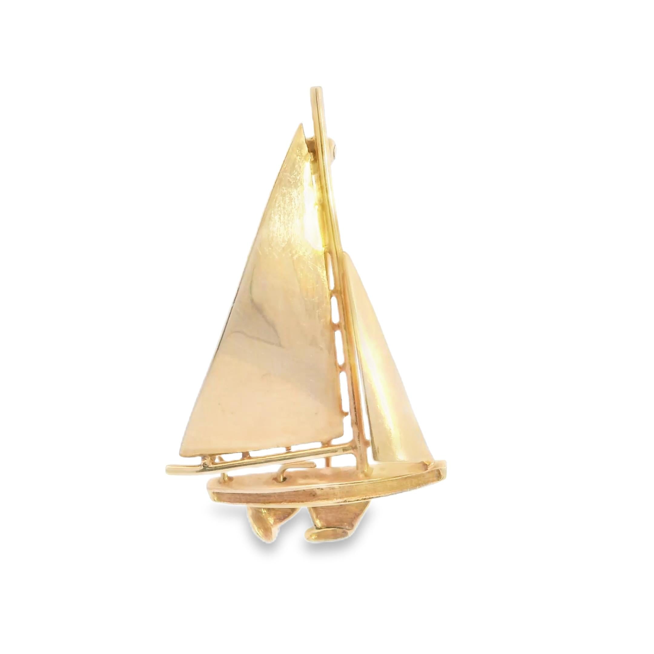 14K Tiffany & Co Nautical Retro Sail Boat Brooch