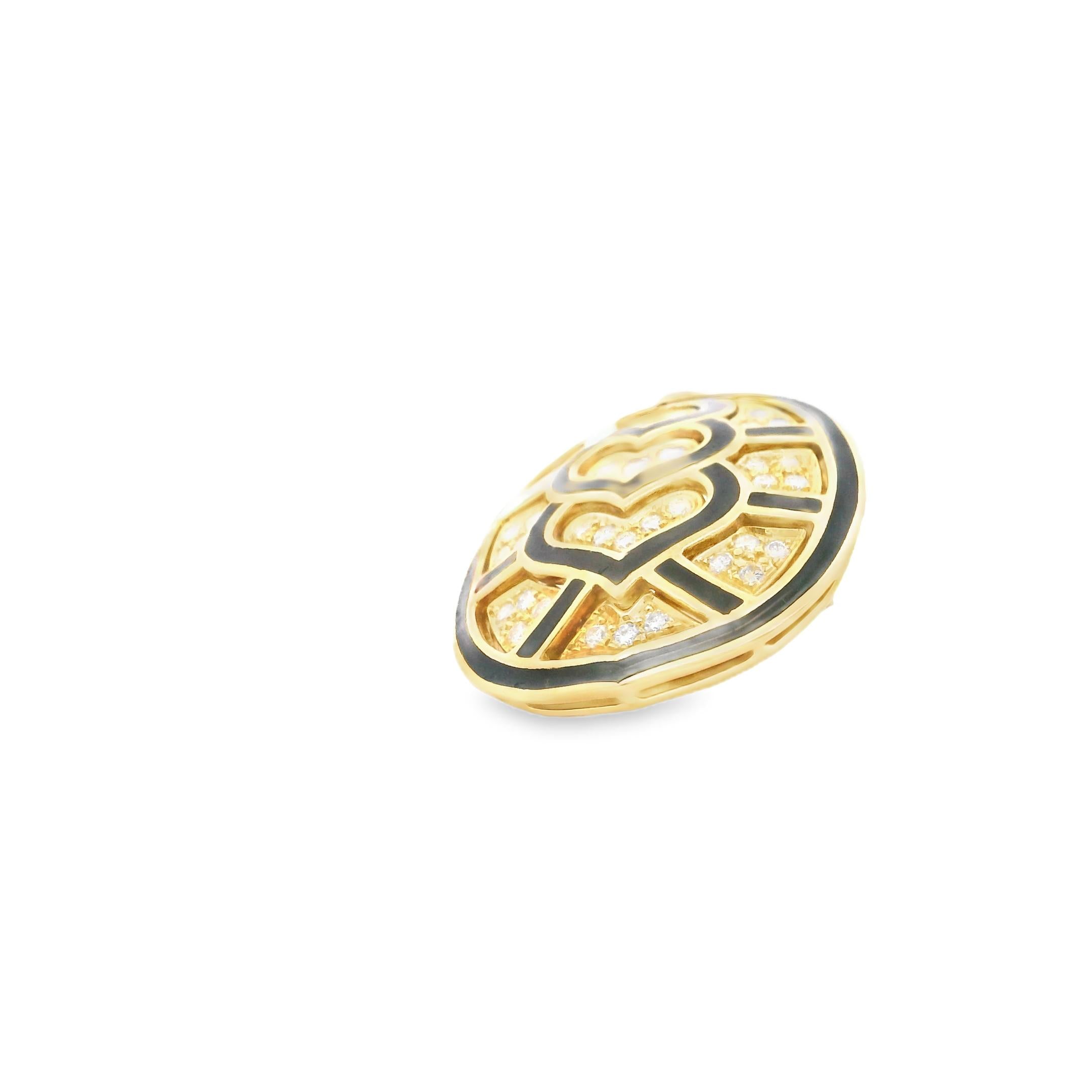 Judith Leiber 18K Yellow Gold Diamond, Enamel, and Ruby Brooch