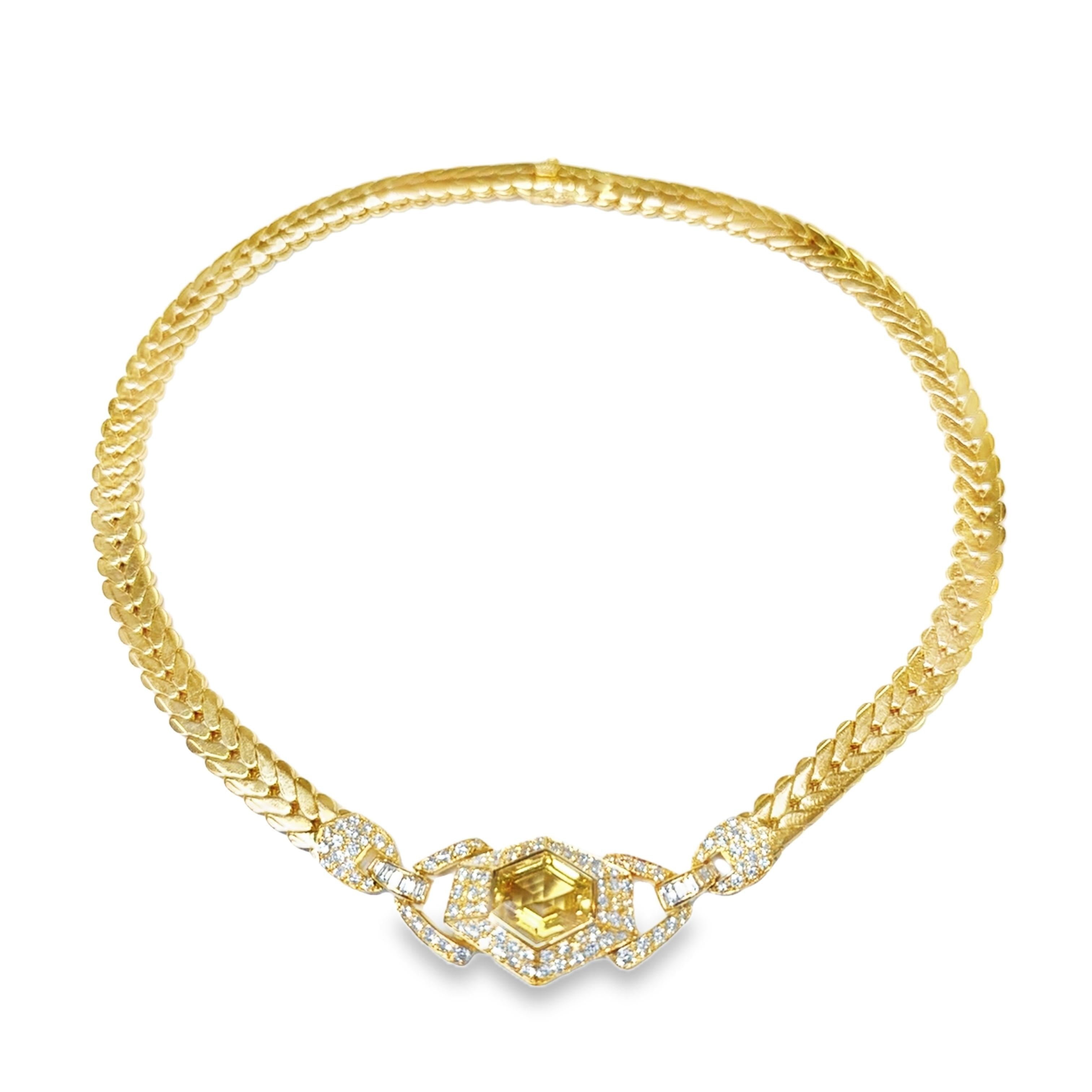 Cartier 1970 Yellow Sapphire and Diamond Link Necklace in 18k Gold