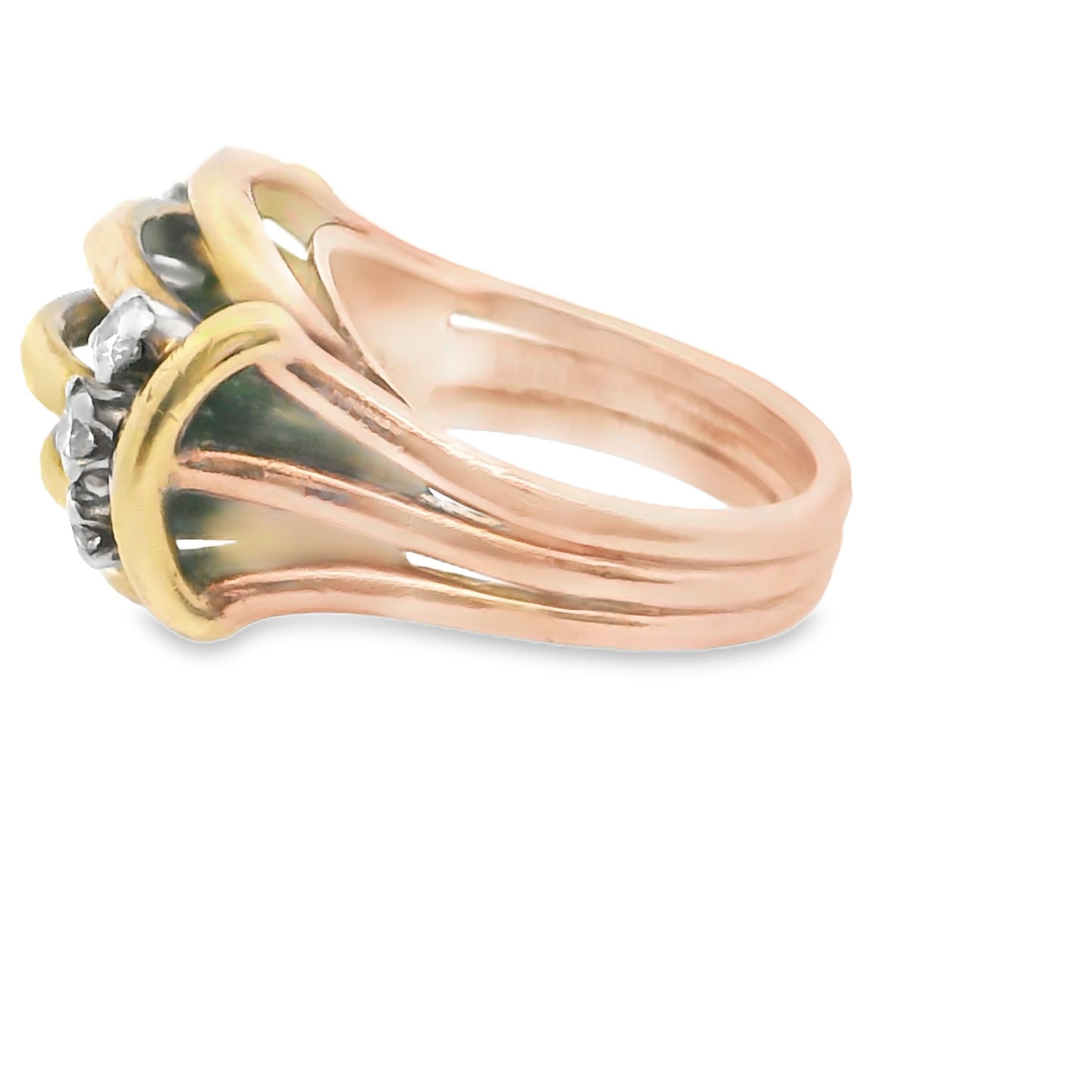 1940s Boucheron Ribbed Gold & Diamond Ring