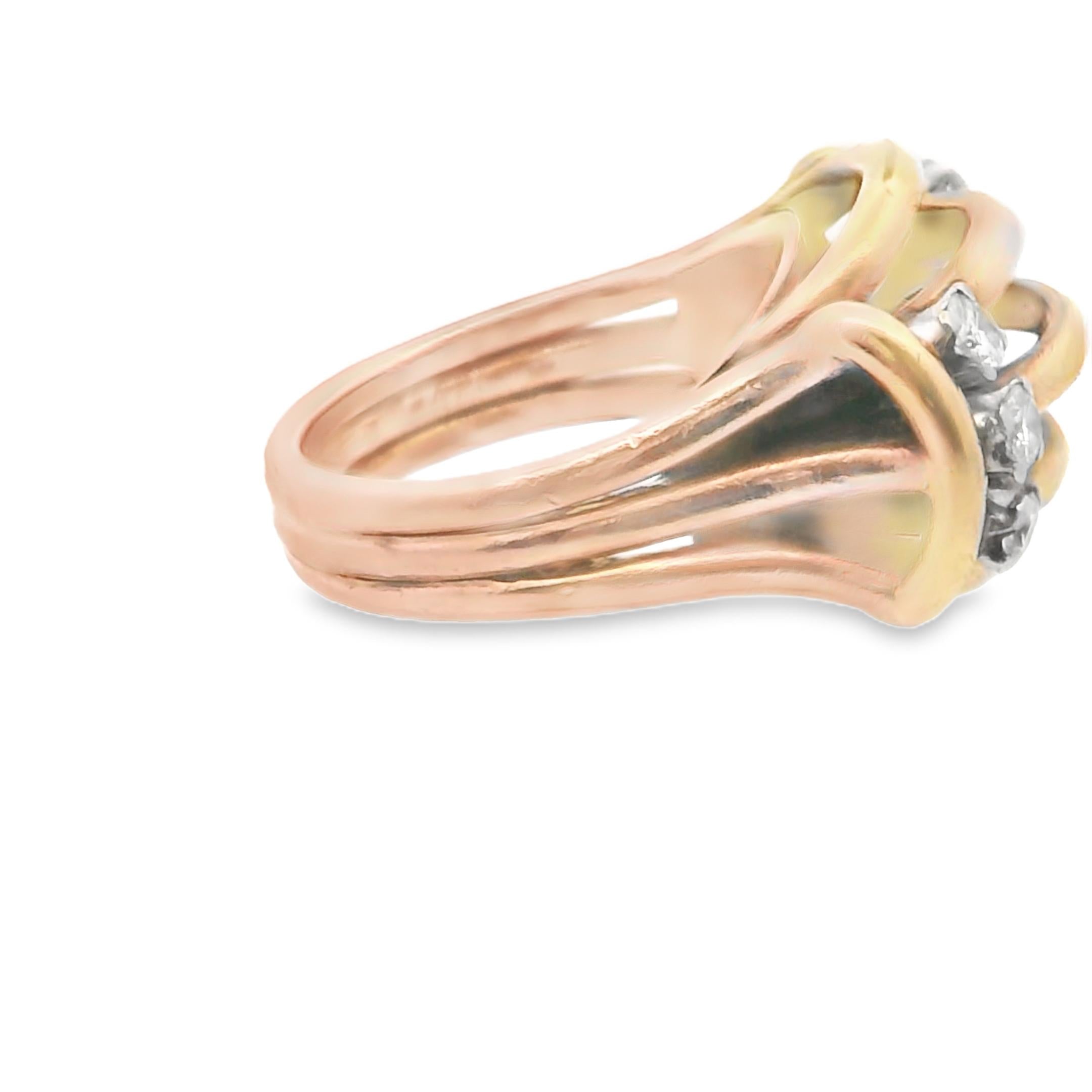 1940s Boucheron Ribbed Gold & Diamond Ring