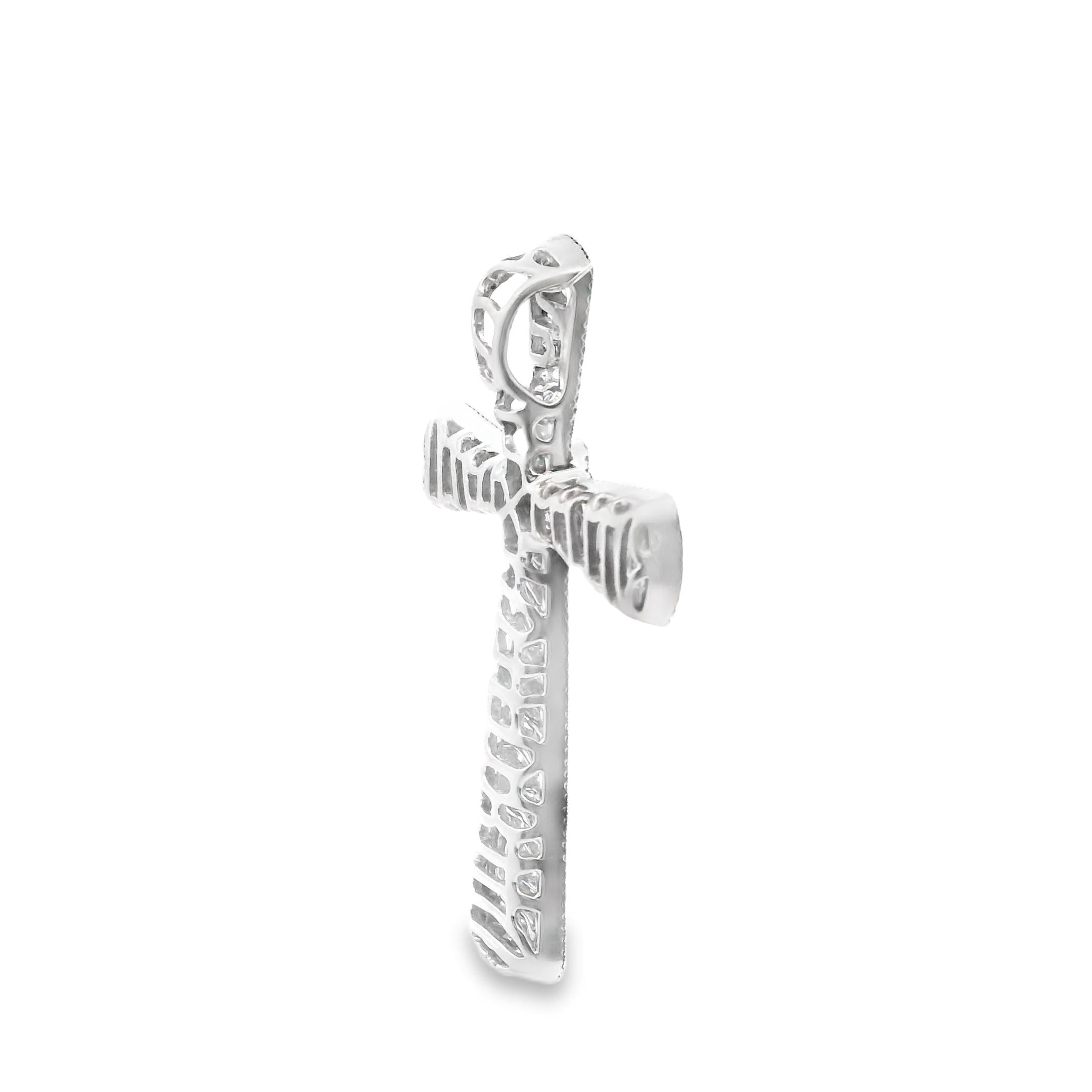 18K White Gold Black and White Diamond Cross Pendant 10.45grs