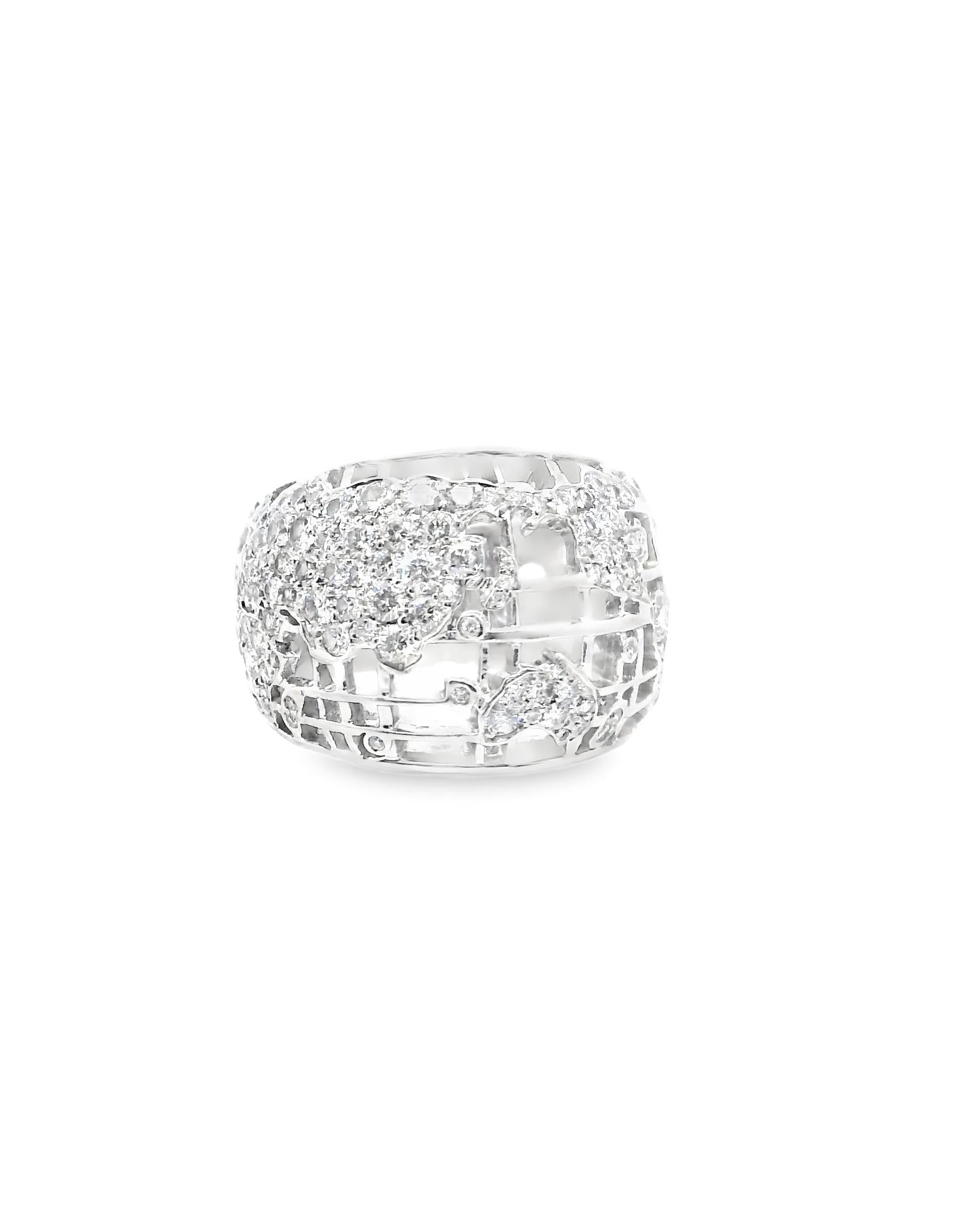 Chanel  18K White Gold Diamond World Map Ring