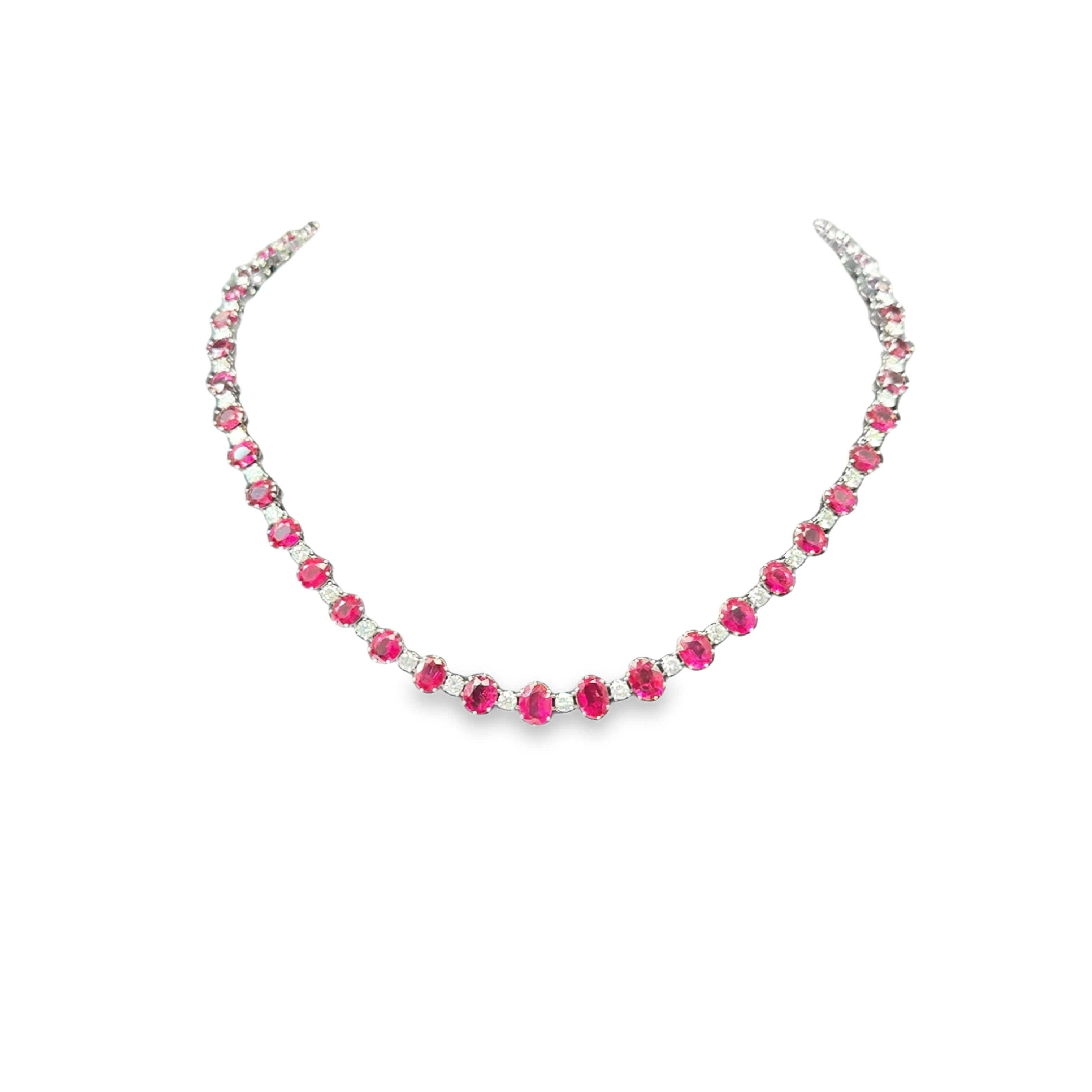 A 18k white gold Ruby 51.09 ct and diamond Necklace