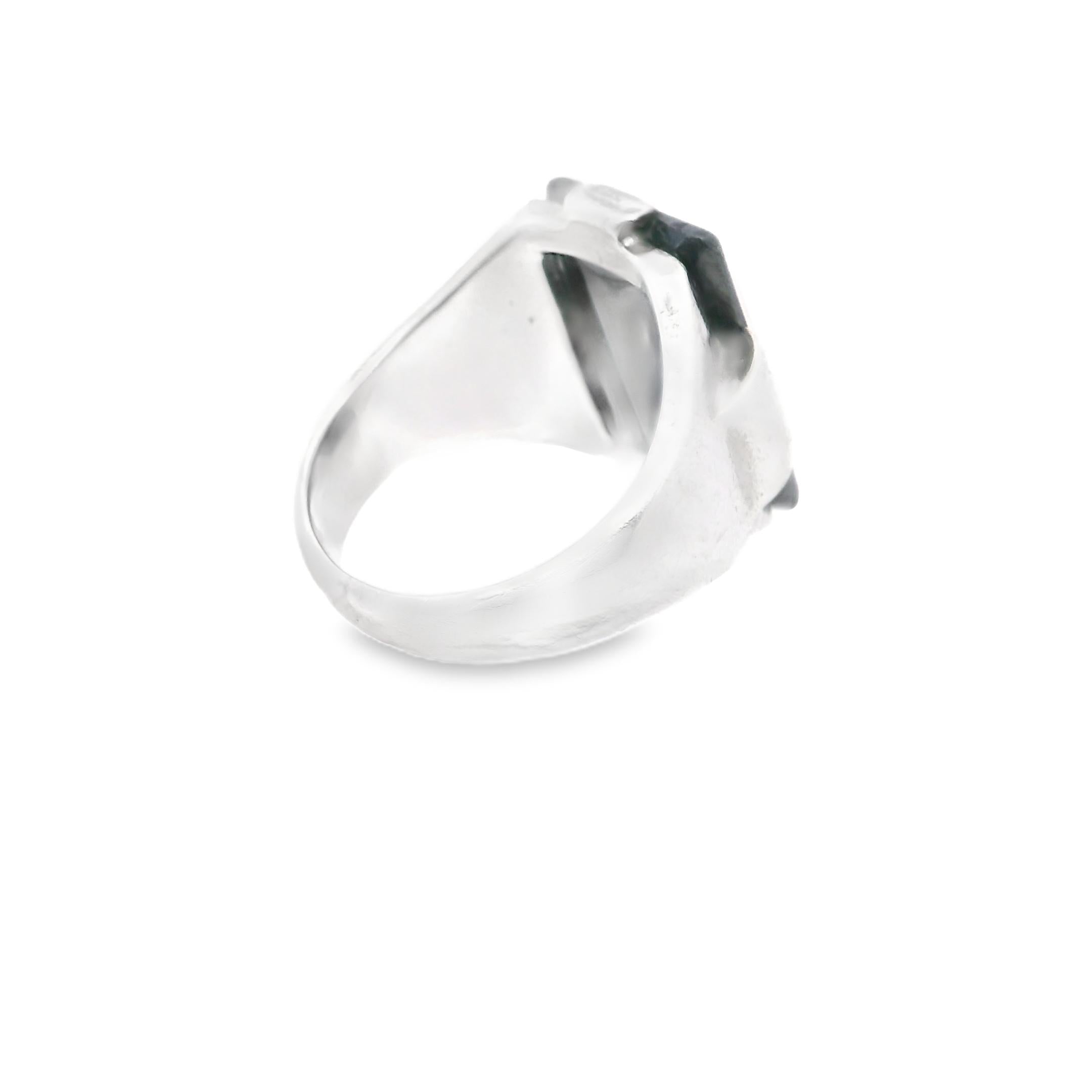 Silver Retro Hematite Ring