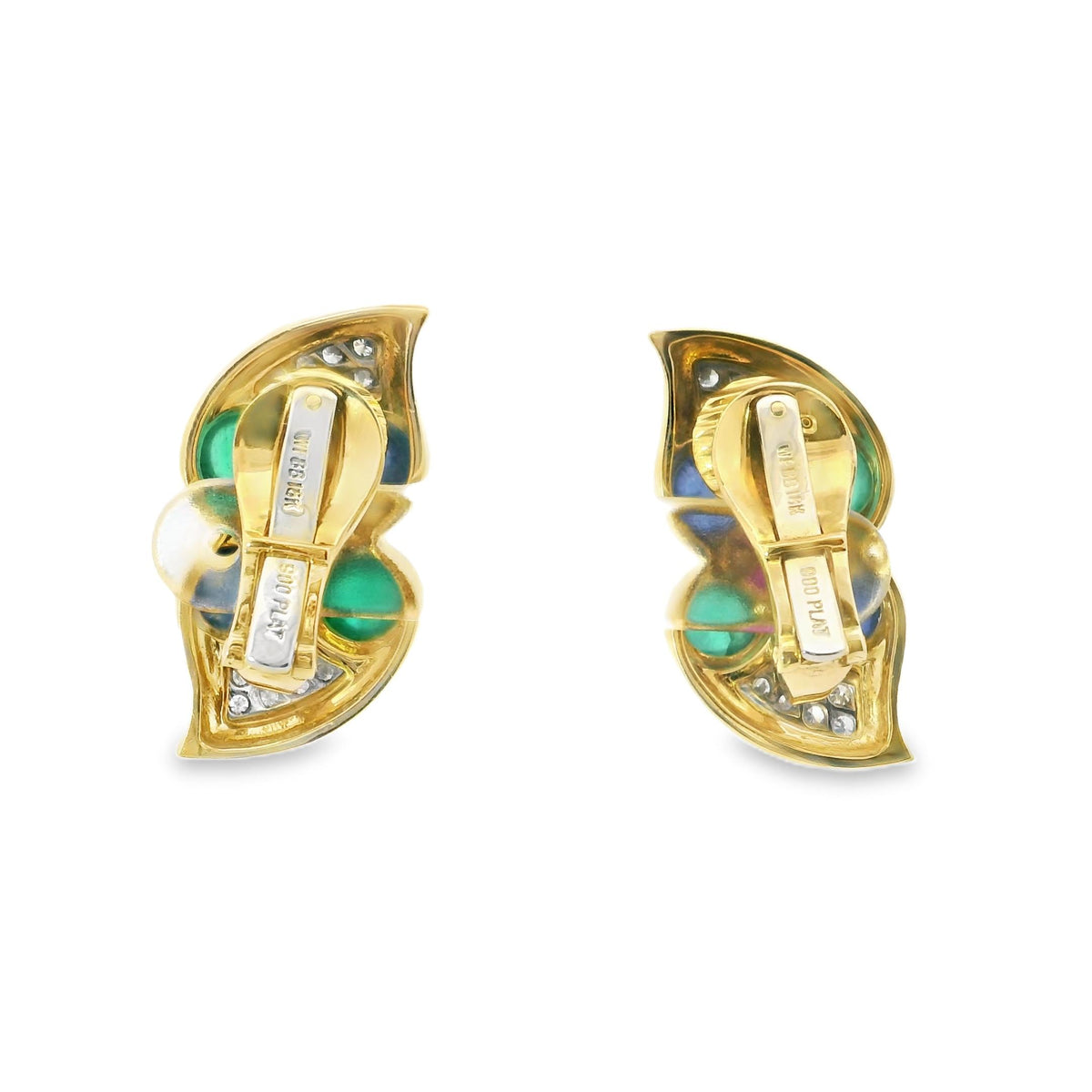 David Webb Gem-Set and Diamond Earrings in 18K Yellow Gold, circa 1970, view 4
