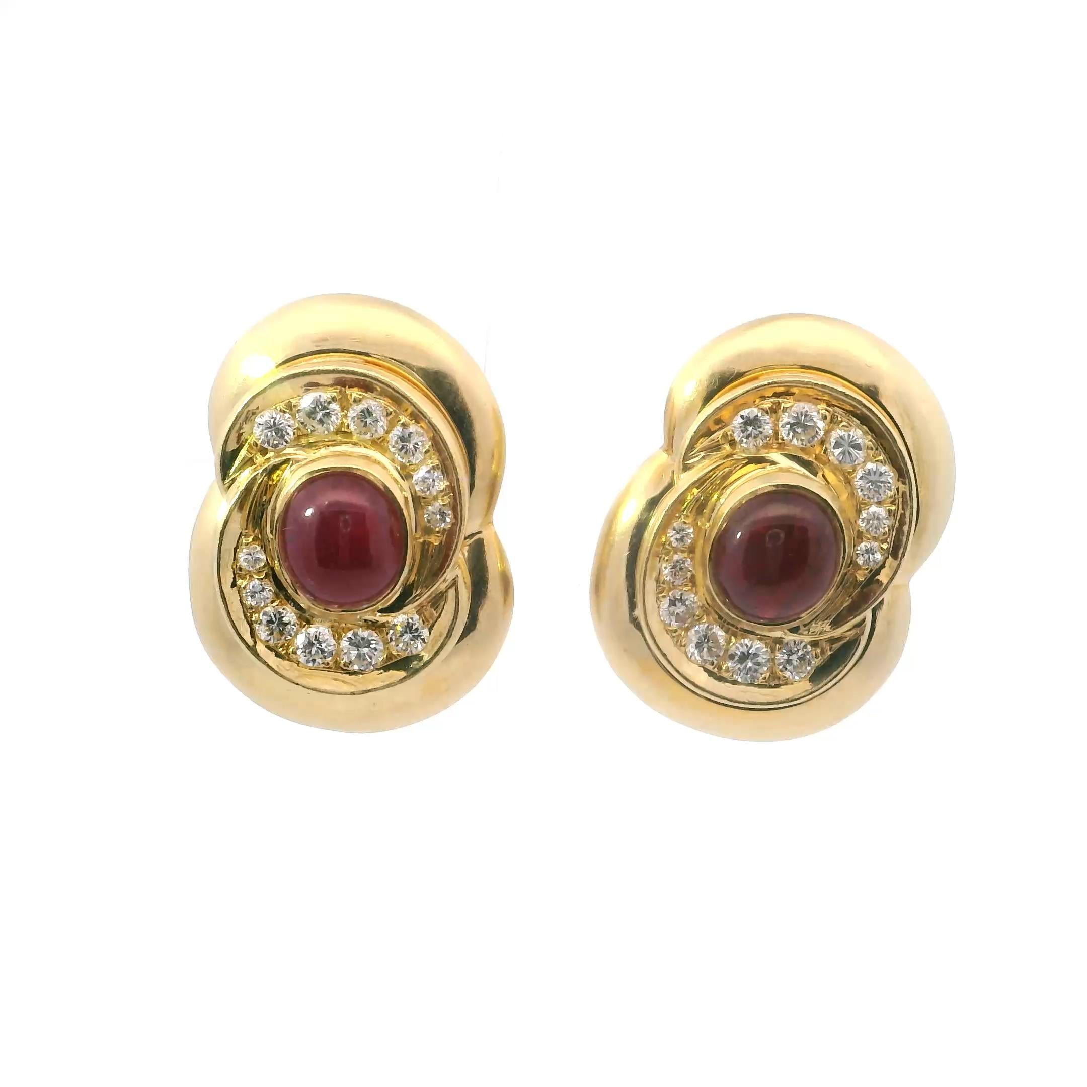 Fred Paris 1980s Ruby and Diamond Necklace and Earrings Suite in 18k Gold