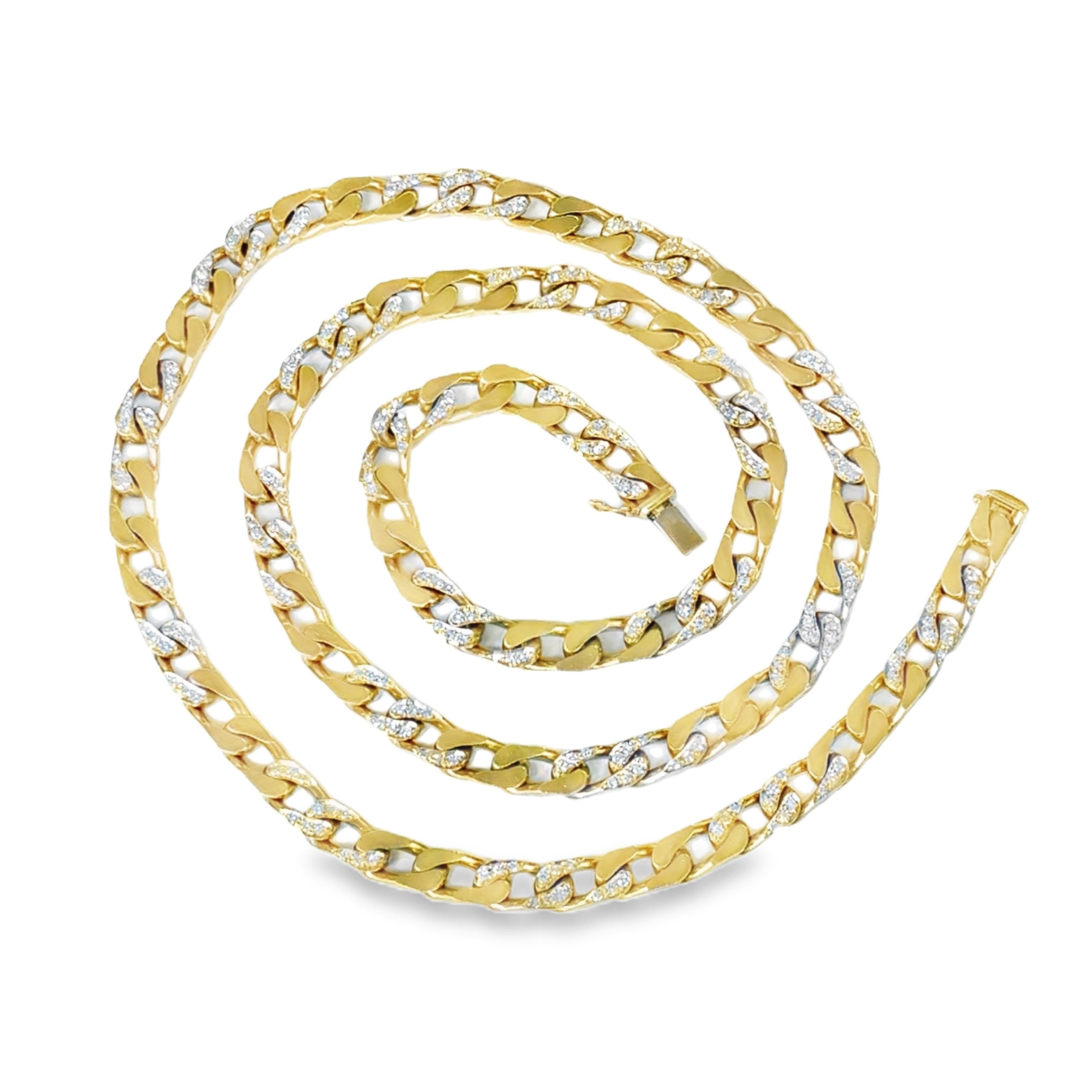 Bulgari 1970s Diamond Curb-Link Sautoir Necklace in Two-Tone Gold