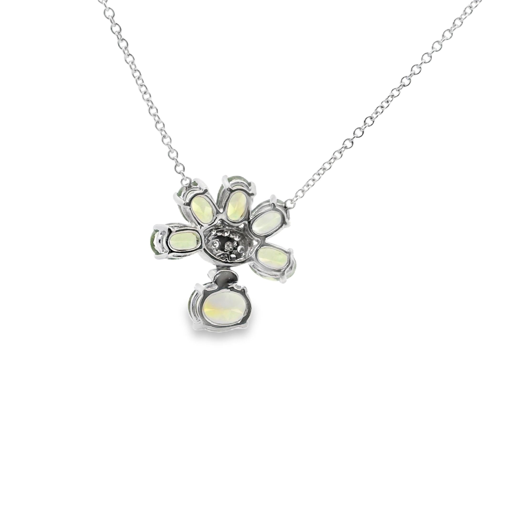 18K White Gold Citrine and Diamond Flower Pendant