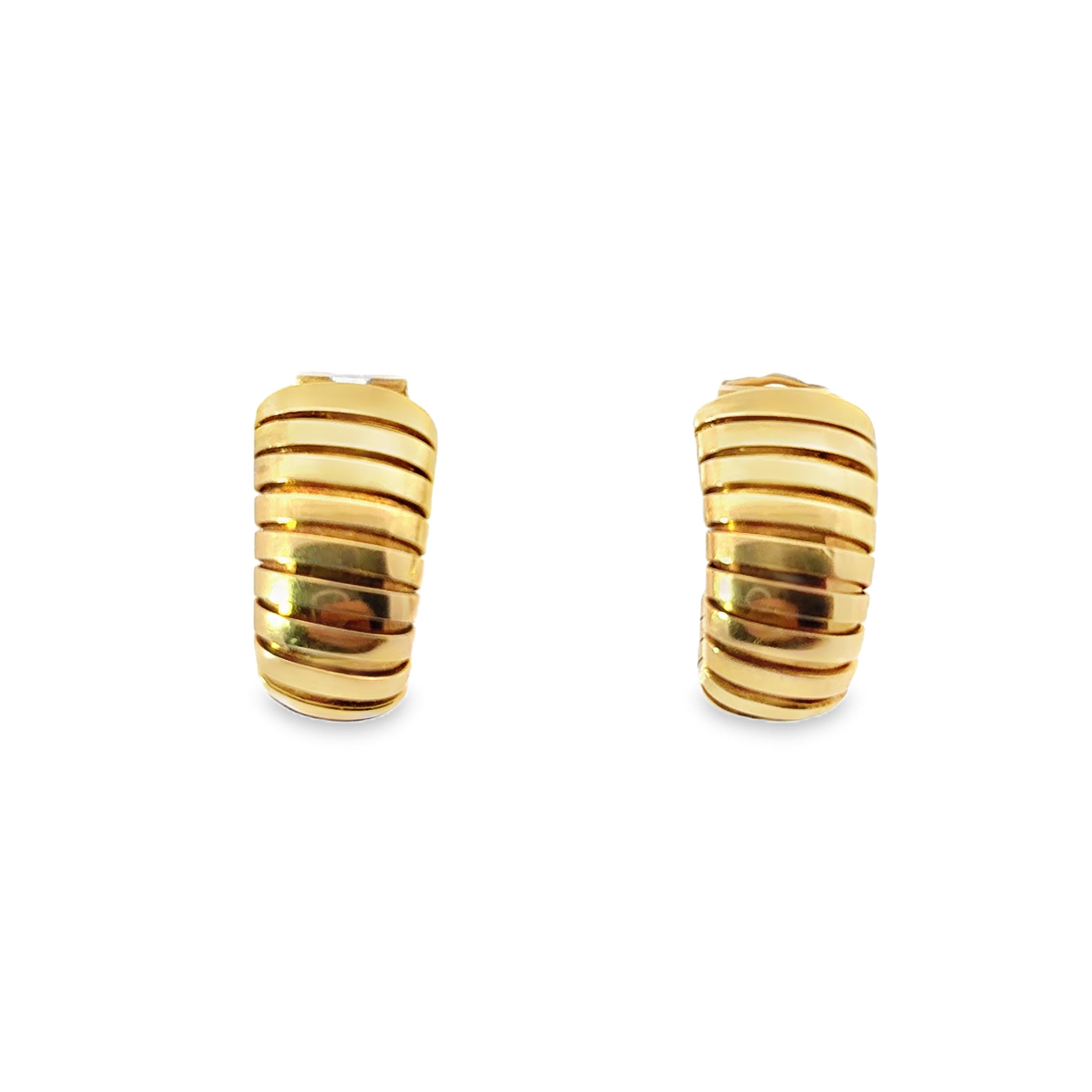 18K Yellow Gold Bulgari Tubogas Earrings