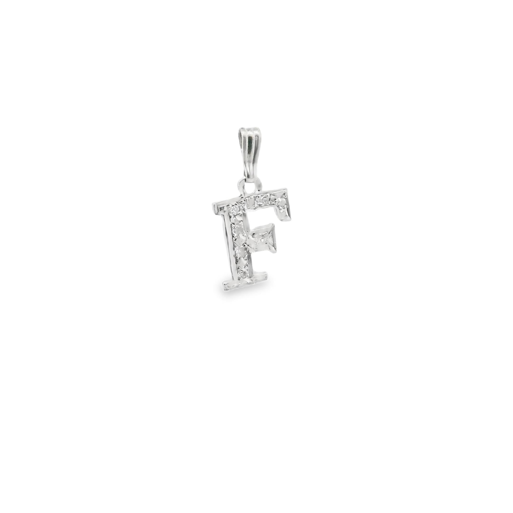 14KW  Vintage  Diamond  Pendant F letter - 1.10GRAM -D0.09cts