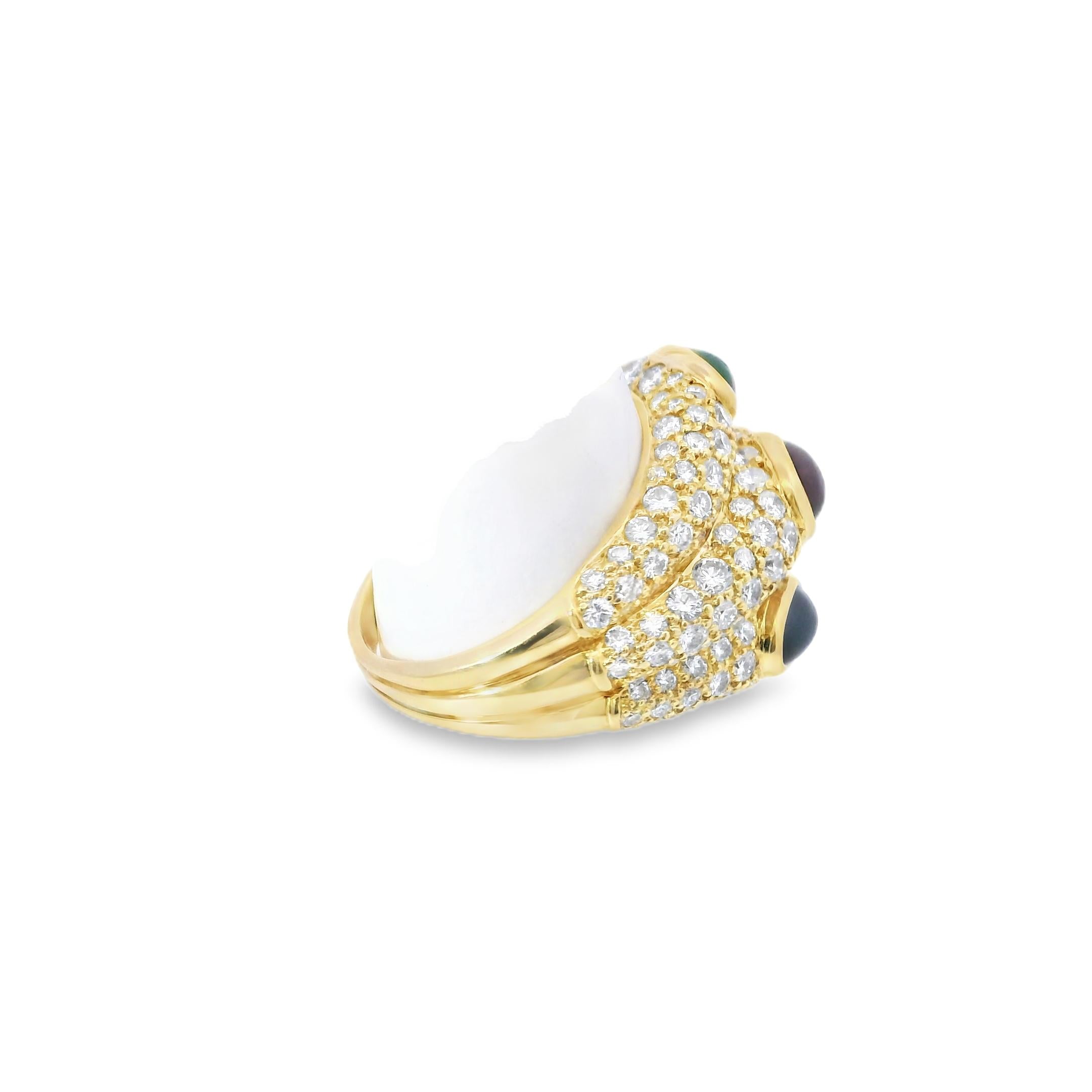 18K Cartier Diamond Ruby Emerald Sapphire Ring