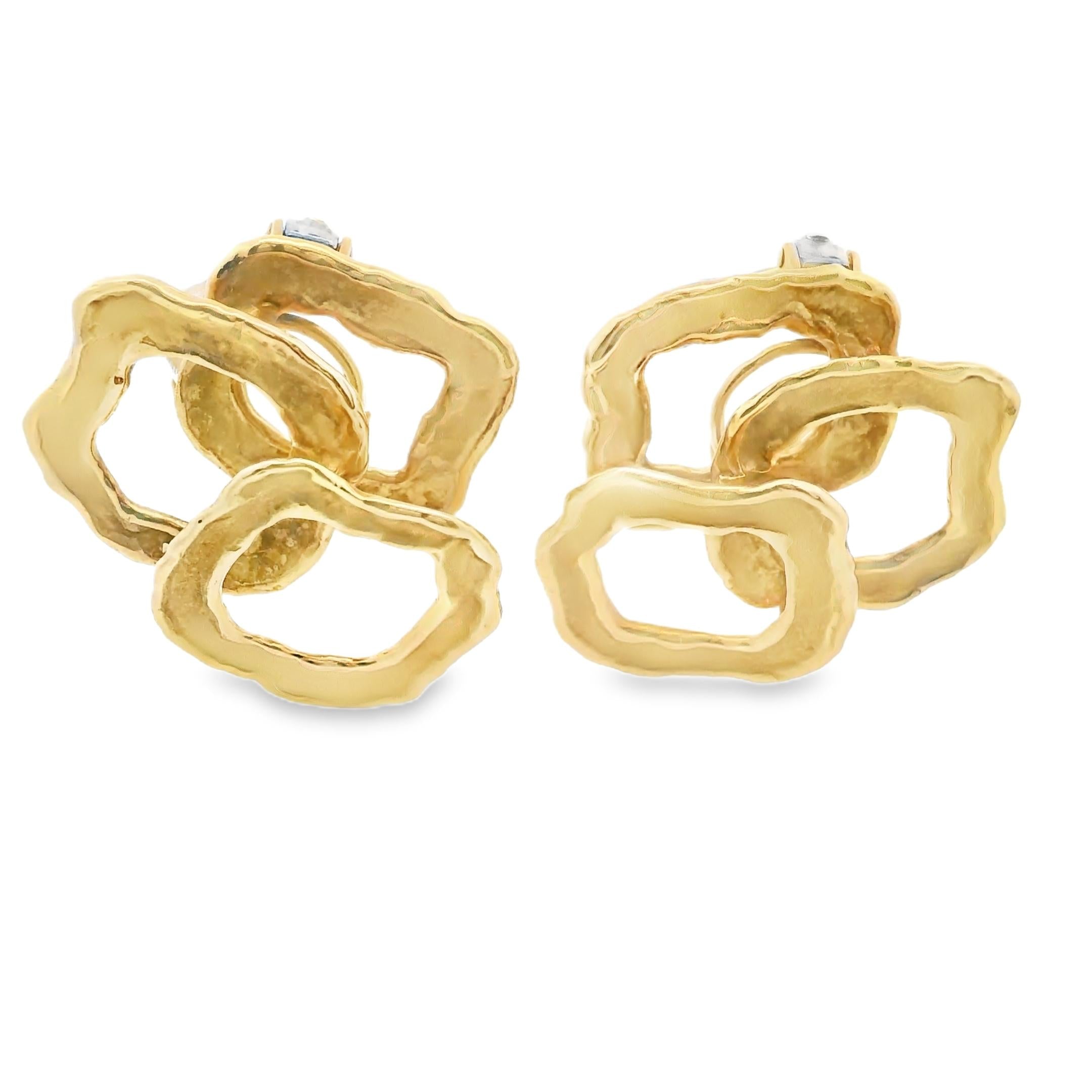 18K Chaumet Textured Gold Earrings