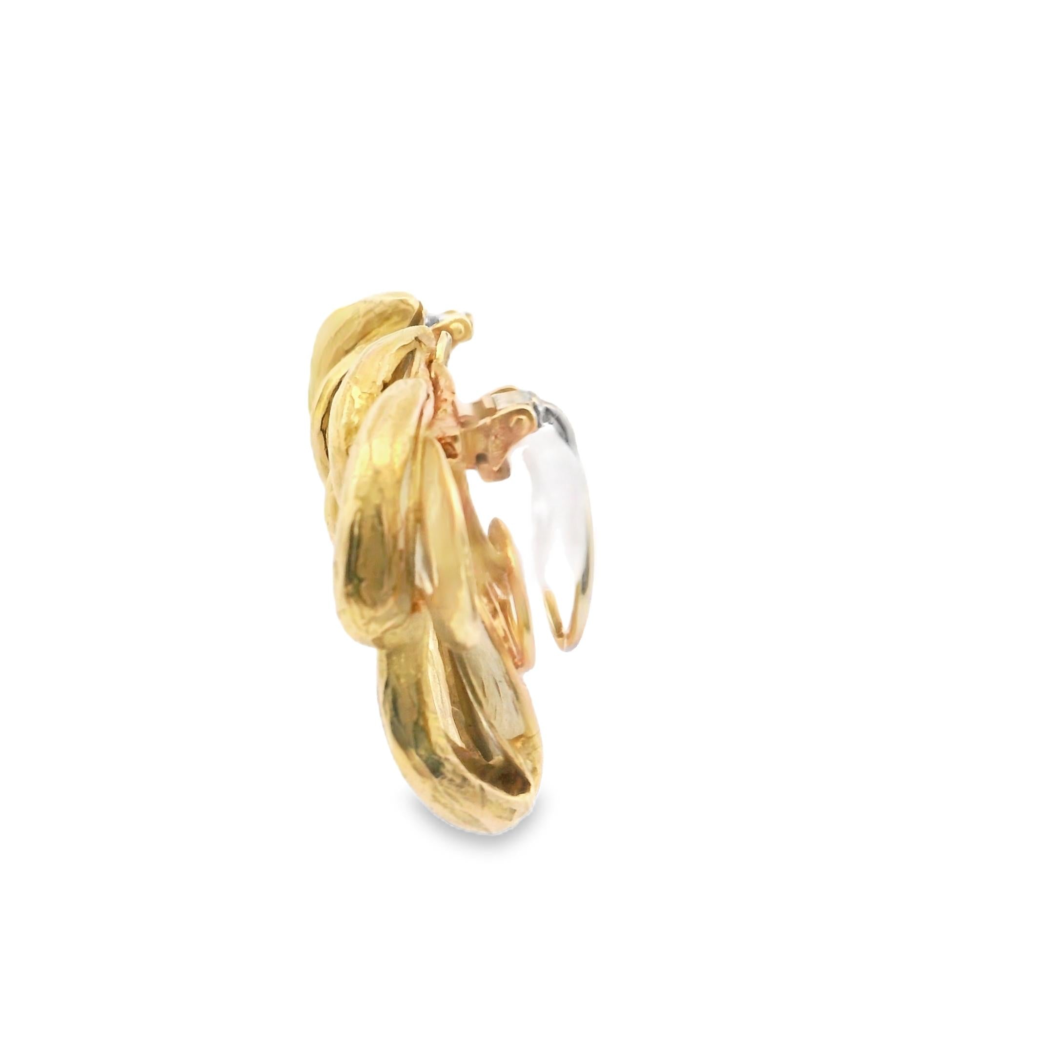 18K Chaumet Leaft Textured Earrings