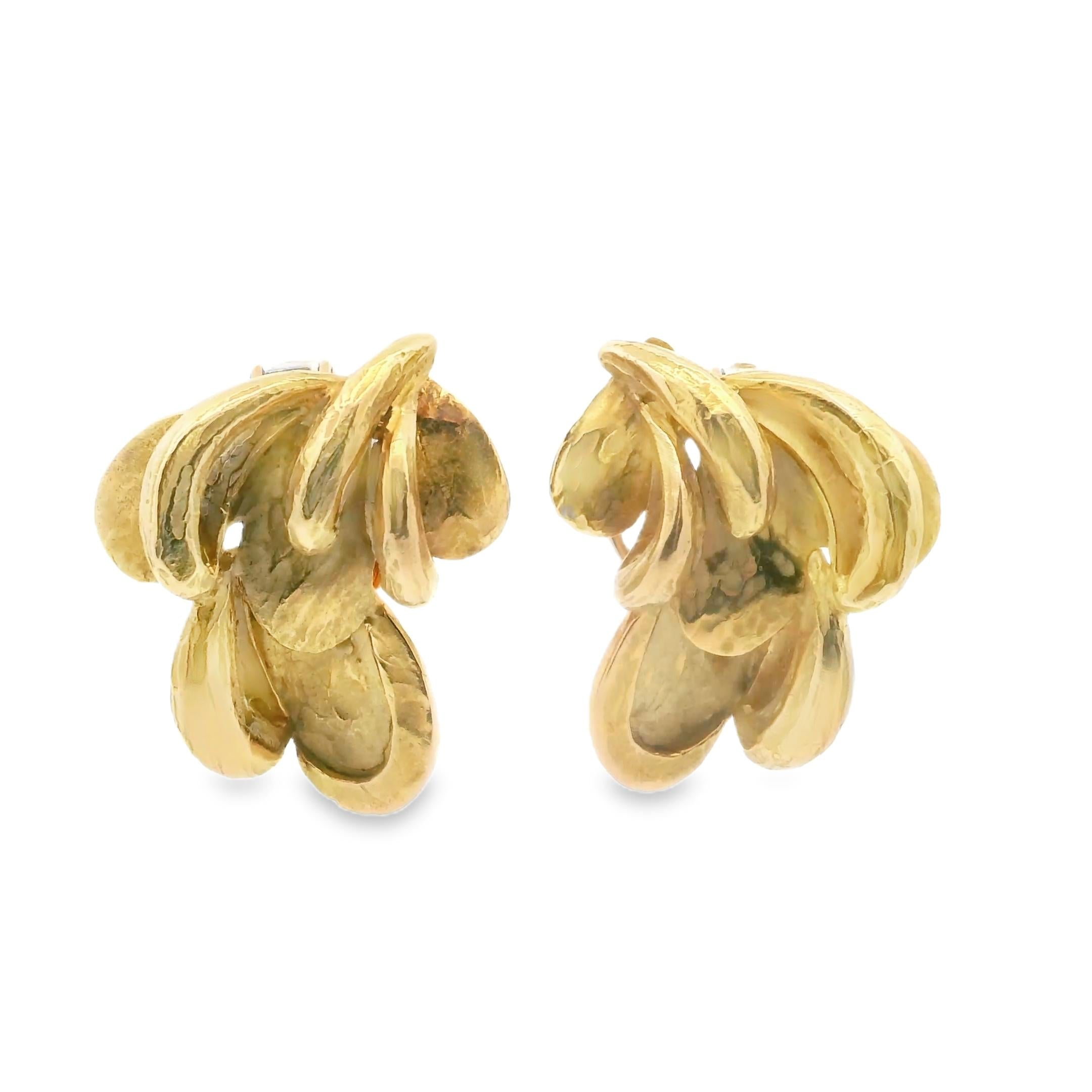 18K Chaumet Leaft Textured Earrings