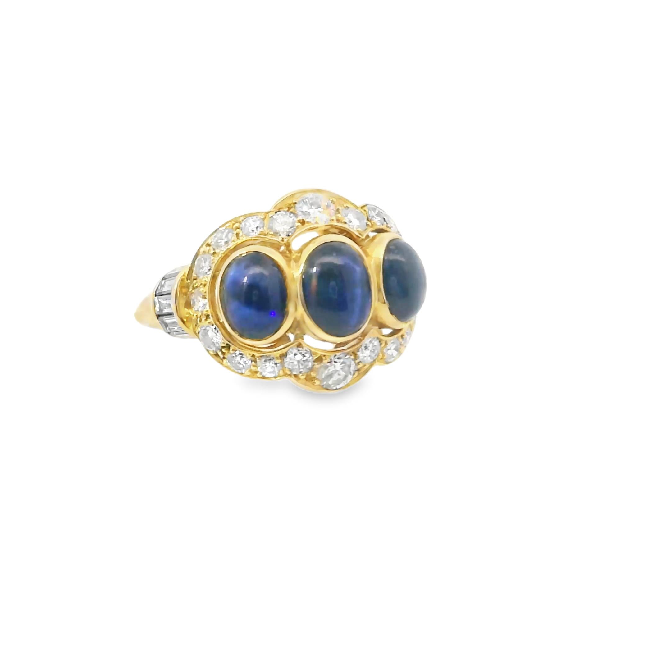 Cartier 1980s Cabochon Sapphire & Diamond Suite in 18K Gold