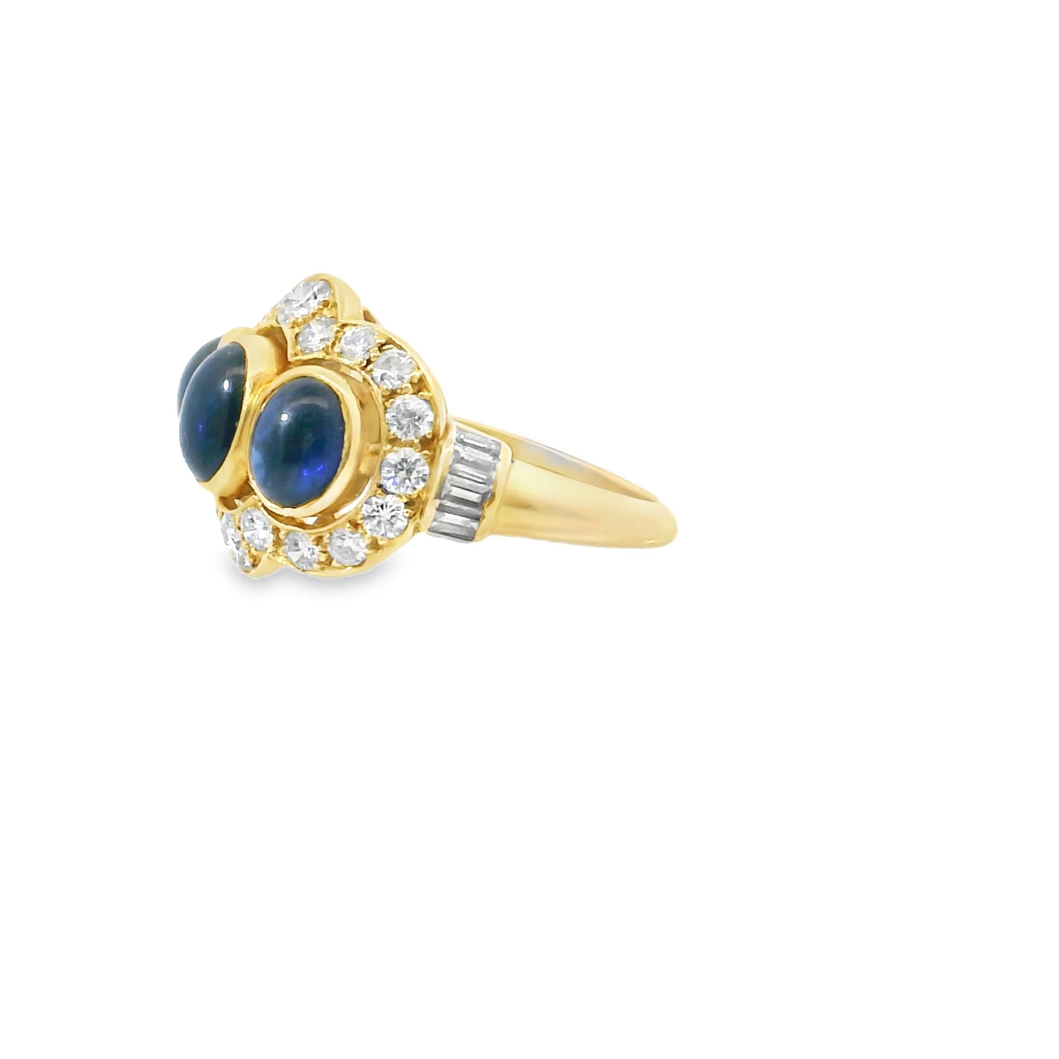 Cartier 1980s Cabochon Sapphire & Diamond Suite in 18K Gold