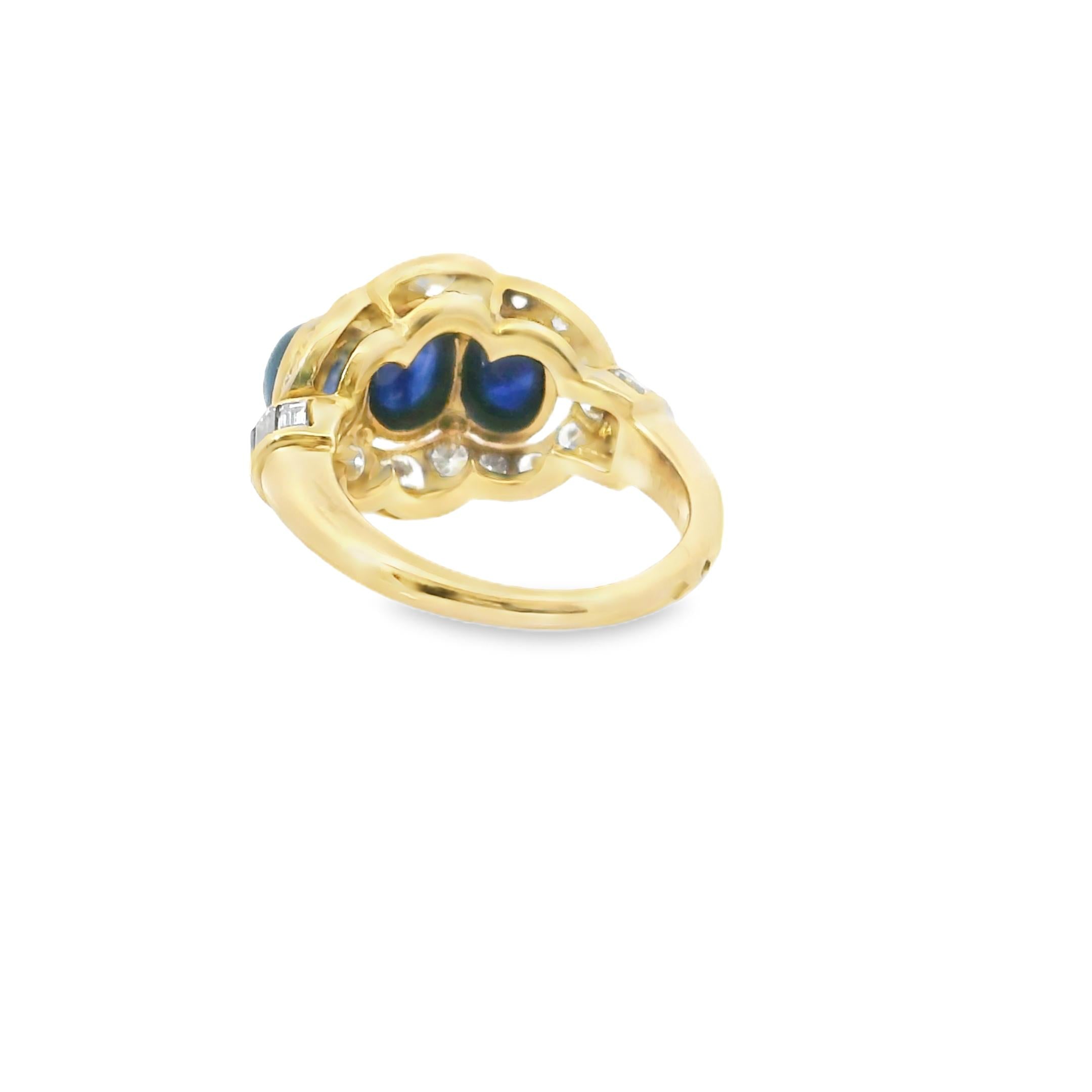 Cartier 1980s Cabochon Sapphire & Diamond Suite in 18K Gold