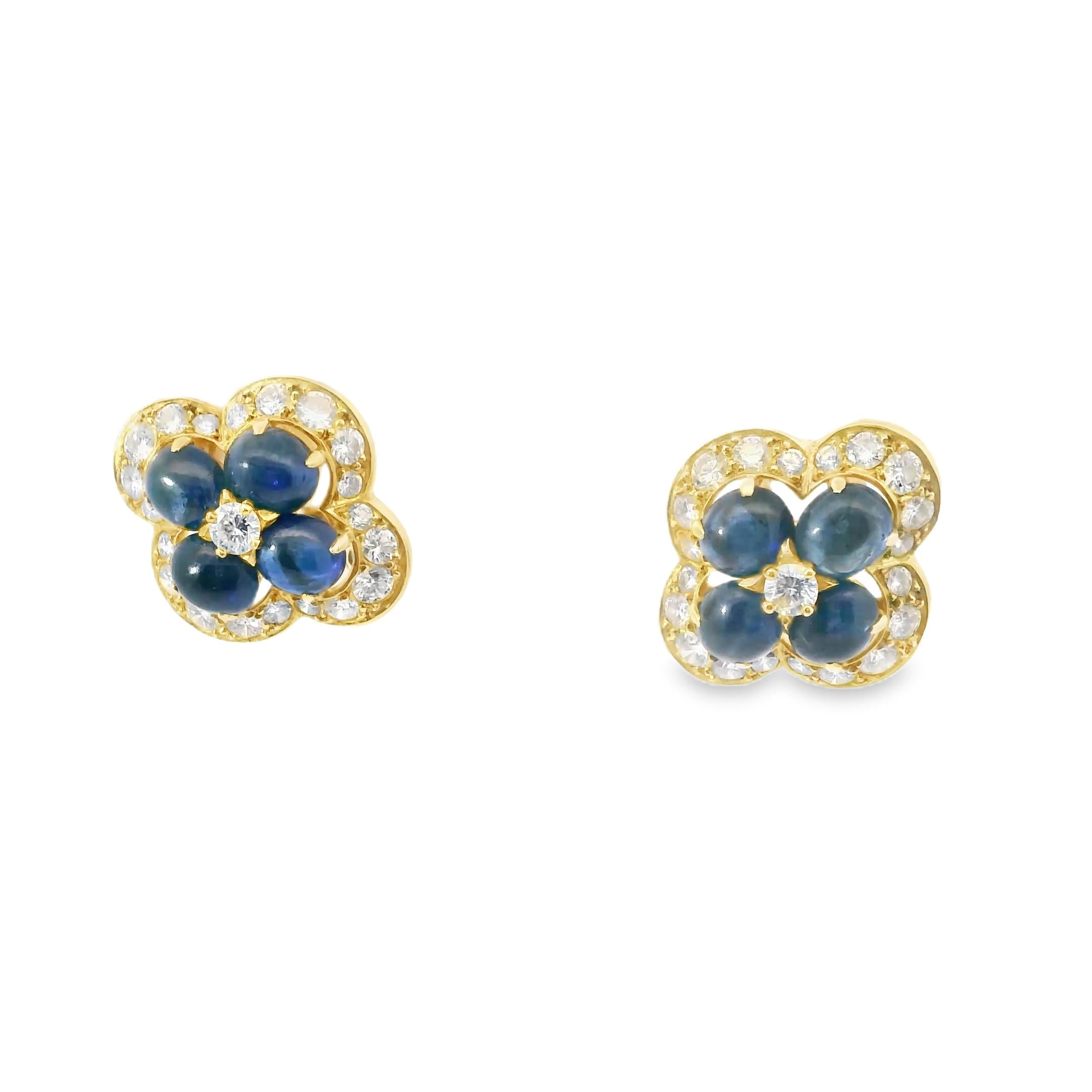 Cartier 1980s Cabochon Sapphire & Diamond Suite in 18K Gold