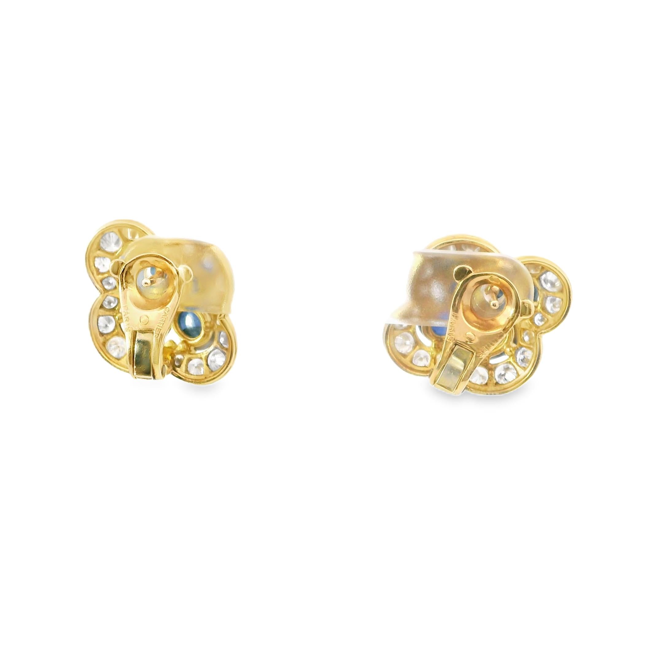 Cartier 1980s Cabochon Sapphire & Diamond Suite in 18K Gold