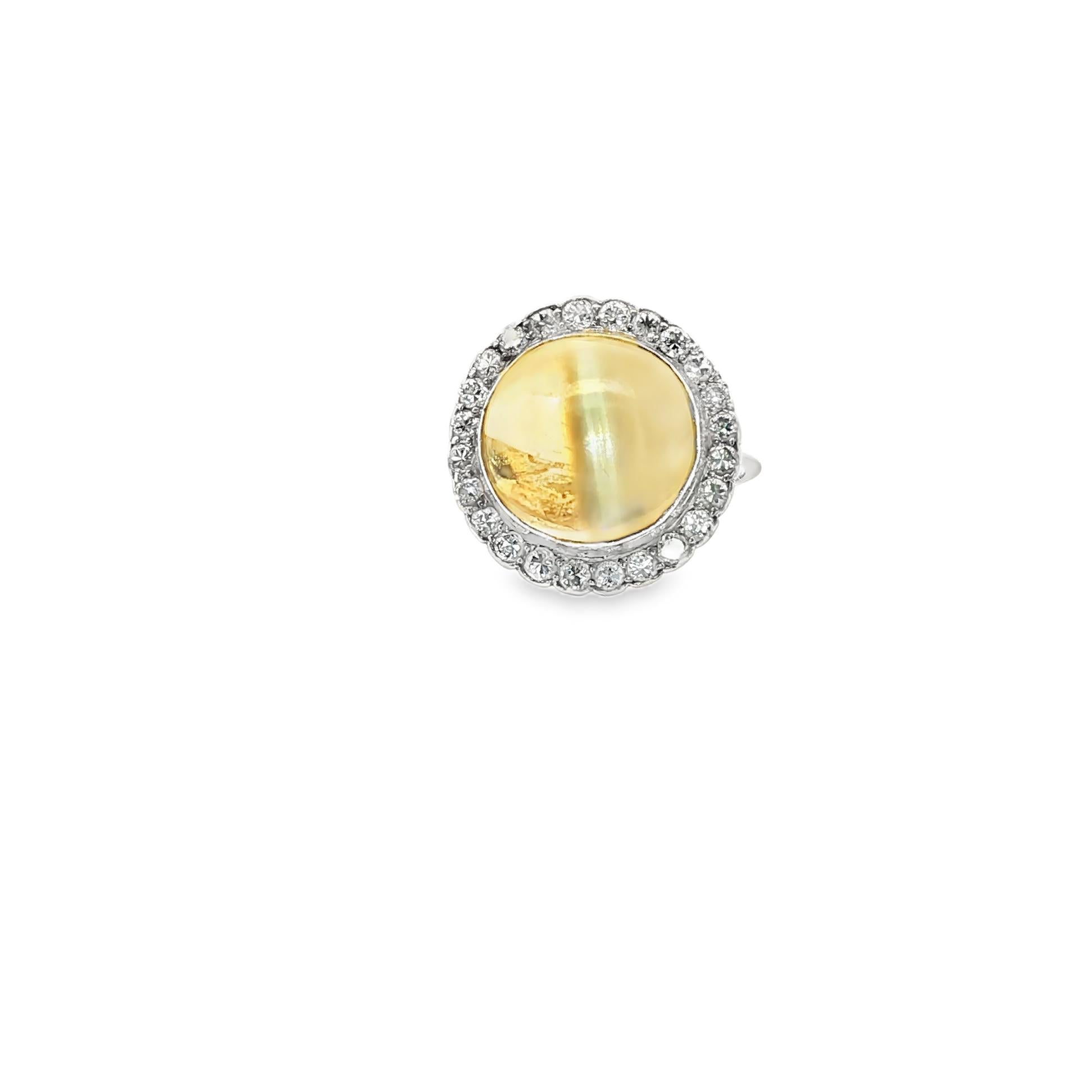 Platinum Cat’s Eye and Diamond Ring, Circa 1920