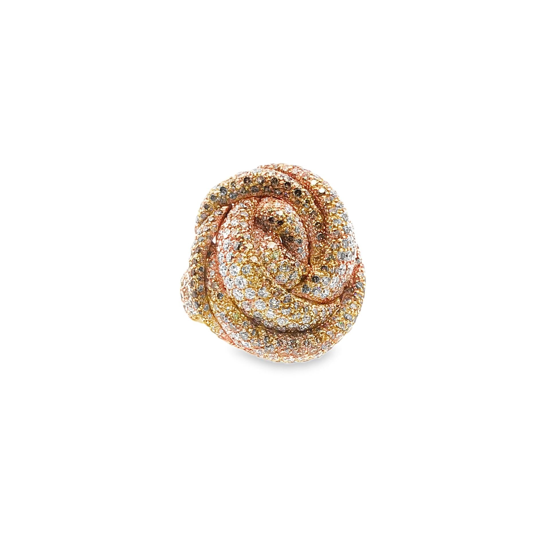 Palmiero Serpent Ring in Multicolor Diamond Pavé