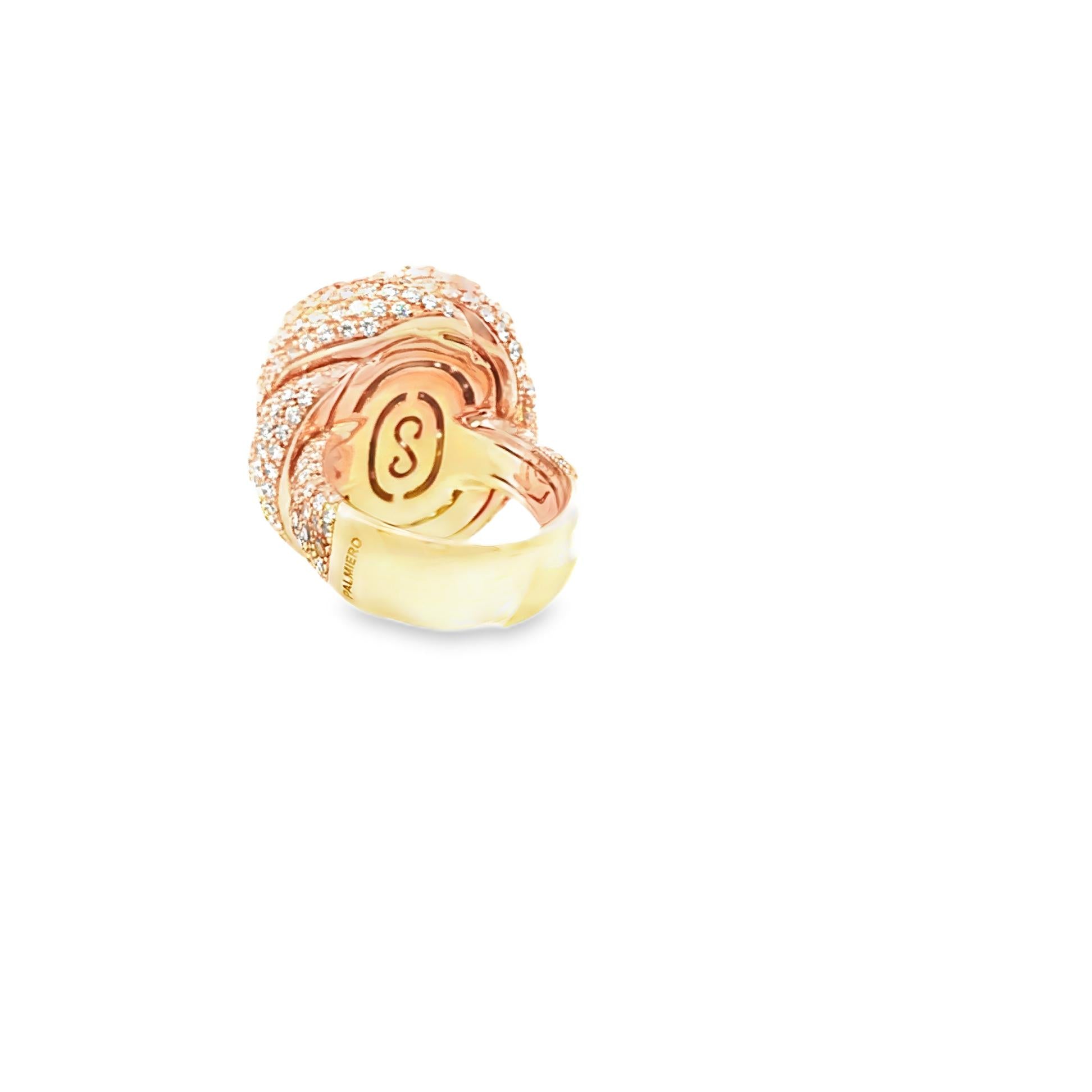Palmiero Serpent Ring in Multicolor Diamond Pavé
