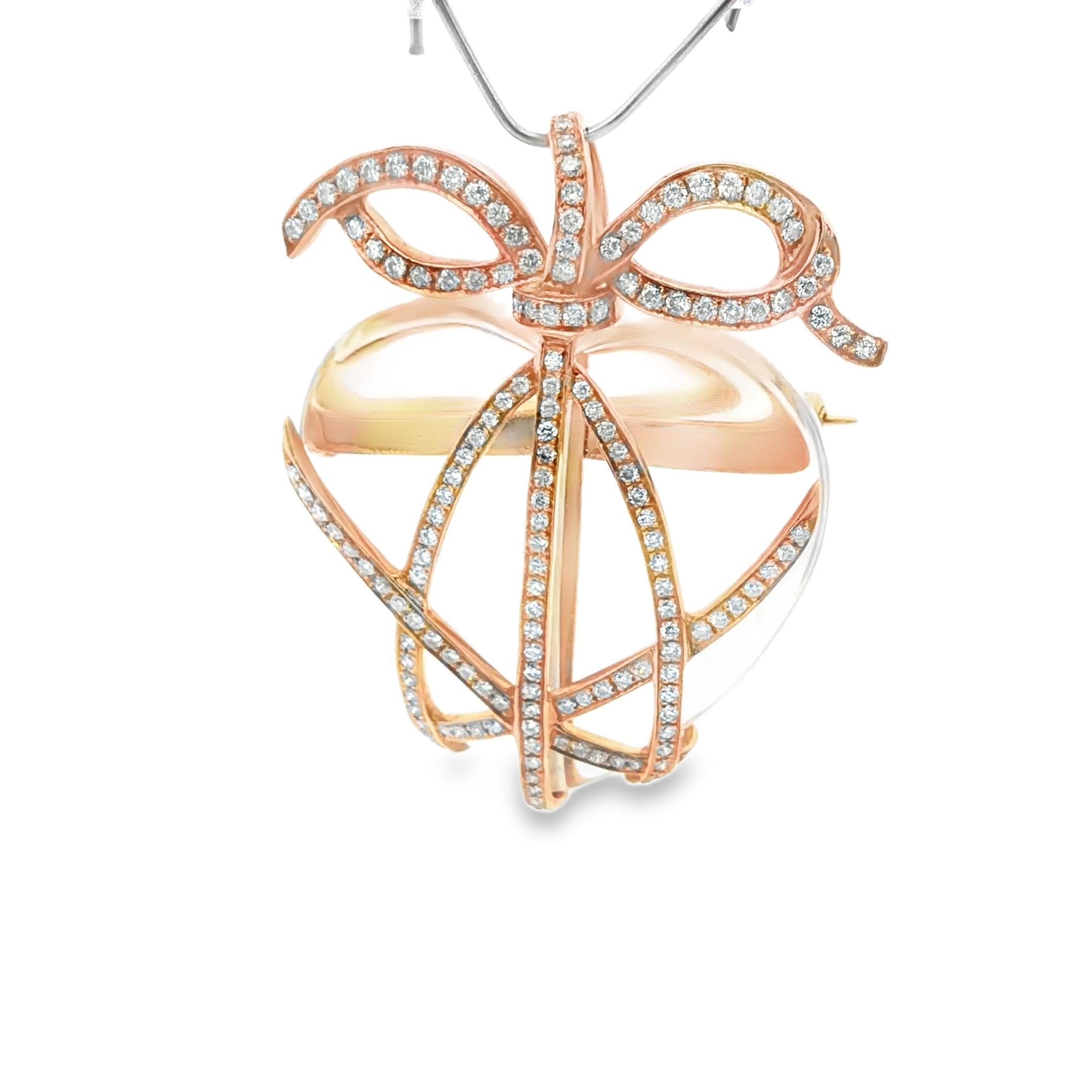 18K 1950's Crystal Diamond Heart Pendant