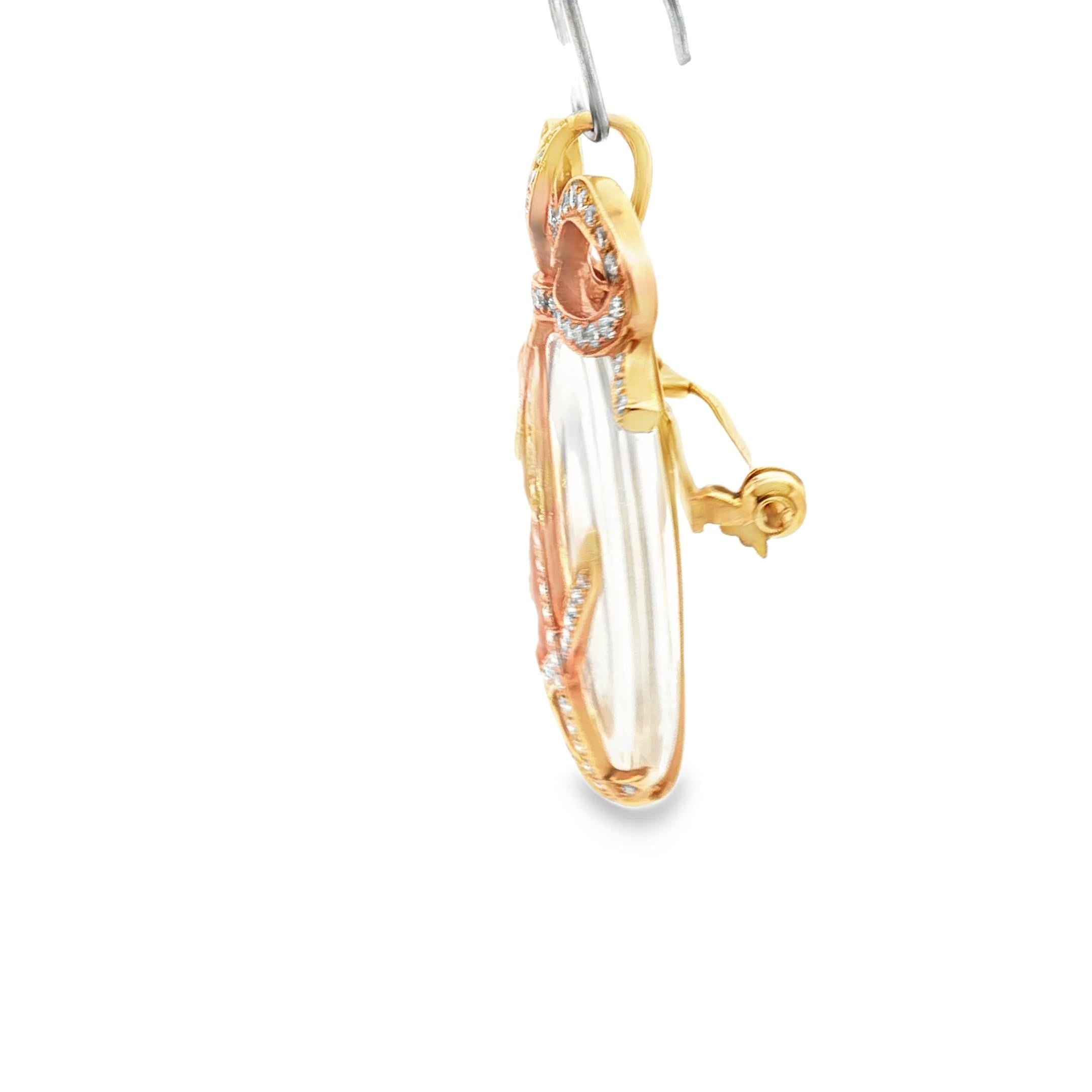 18K 1950's Crystal Diamond Heart Pendant