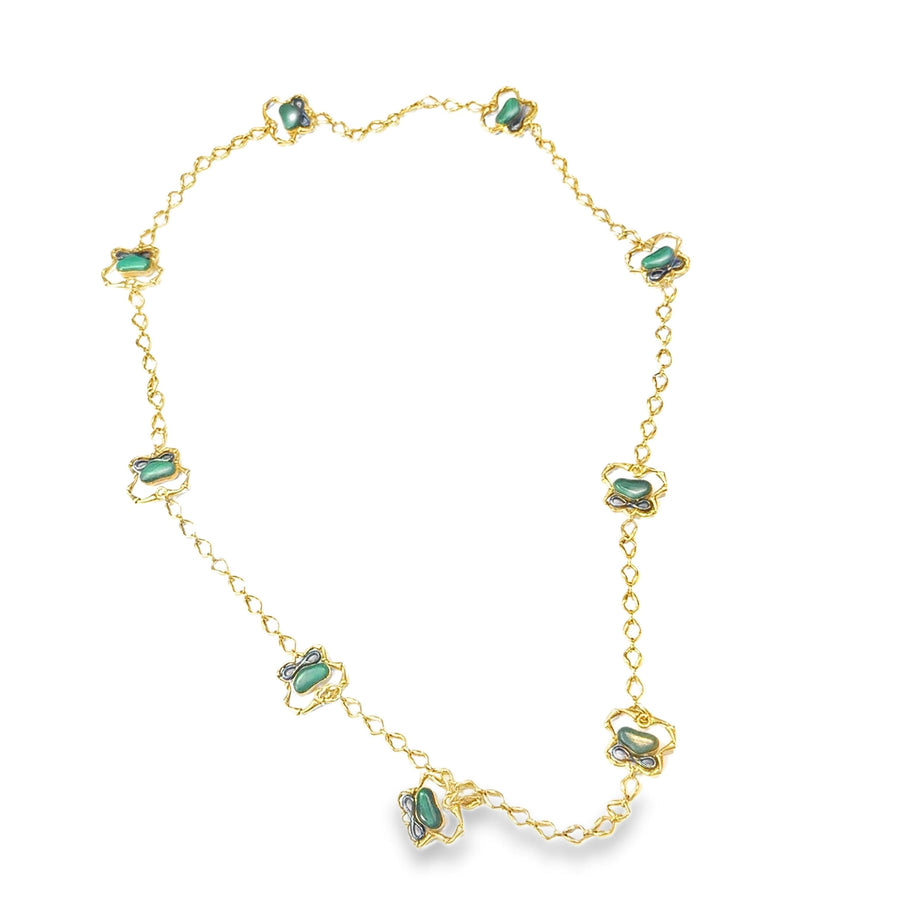 Bulgari Reversible Malachite and Jasper Long Chain Necklace, 1960s