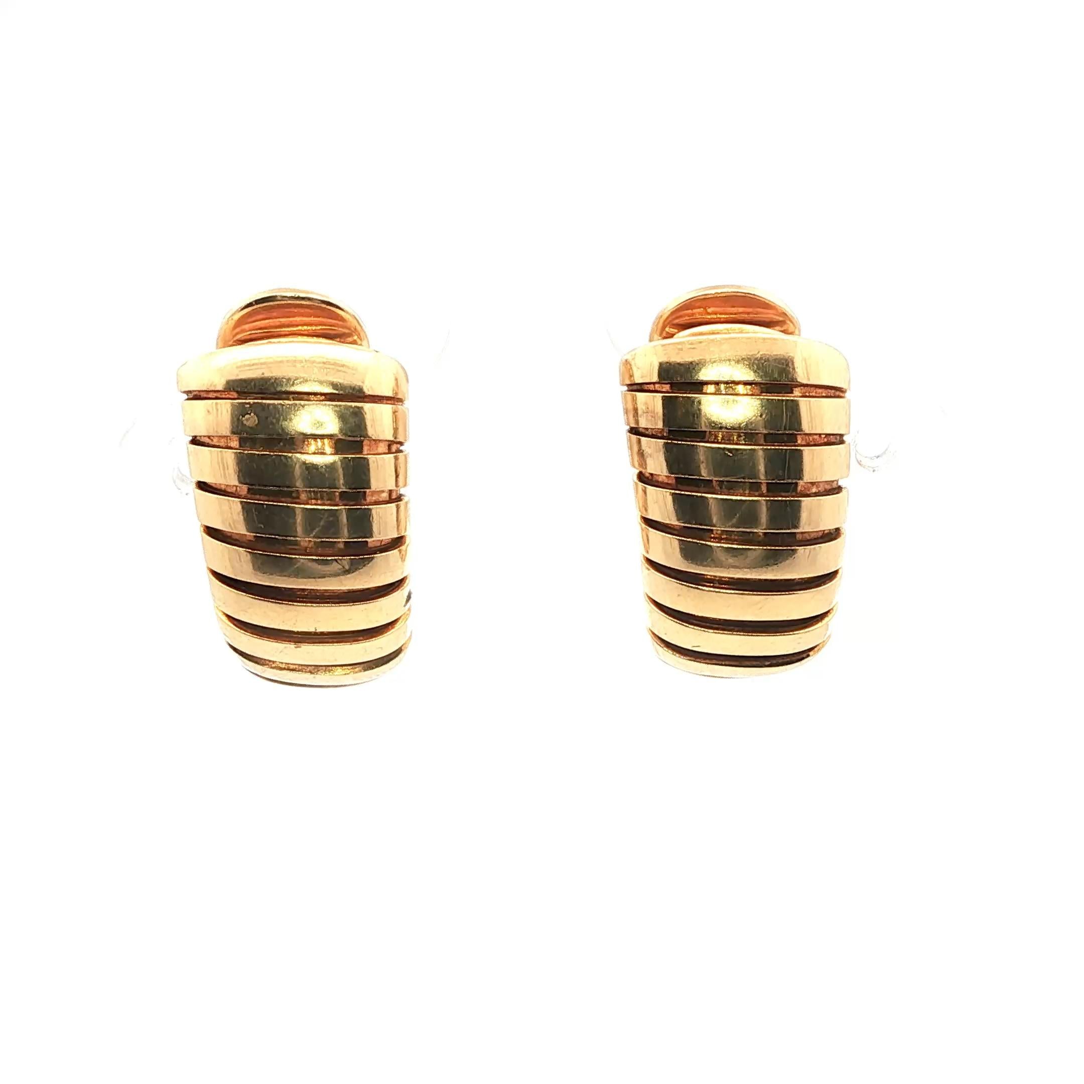 18K Yellow Gold Bulgari Tubogas Earrings
