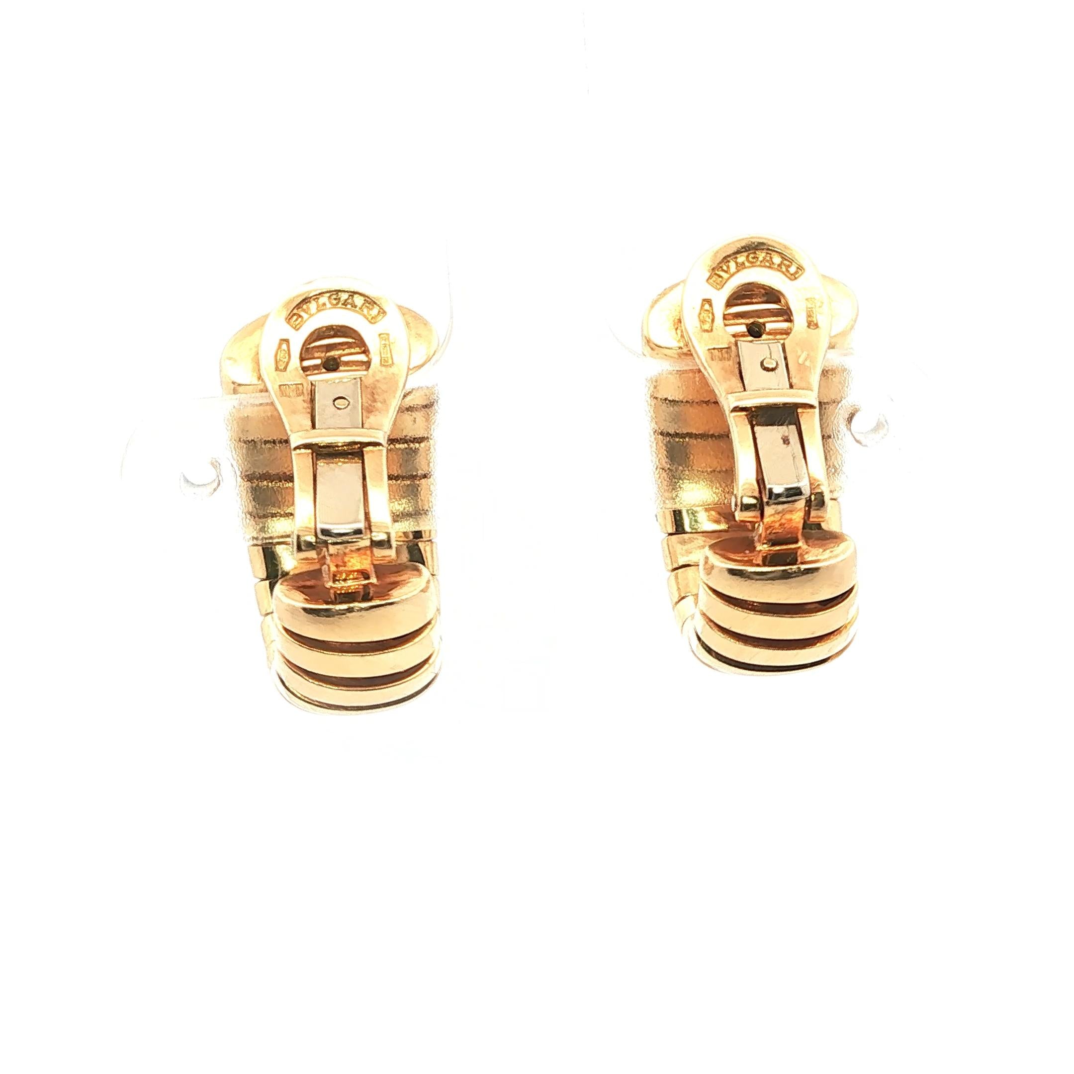 18K Yellow Gold Bulgari Tubogas Earrings