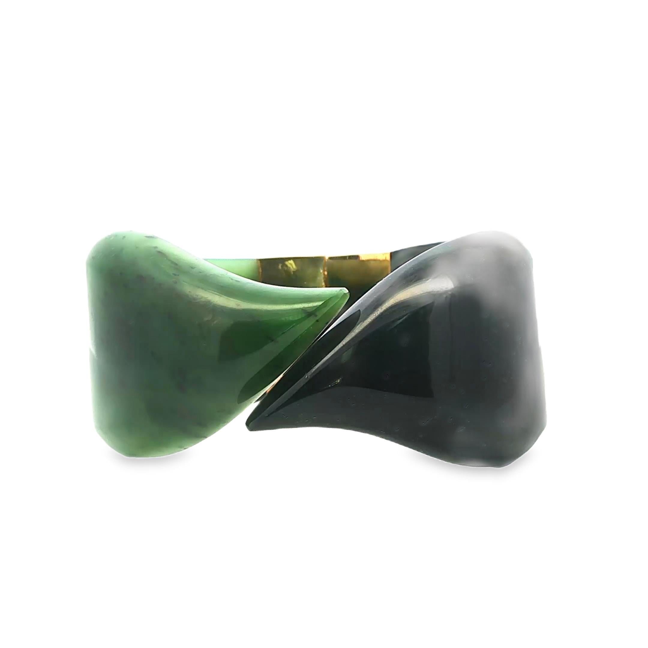 Elsa Peretti for Tiffany & Co. Nephrite and Black Jade Cuff, 1980s