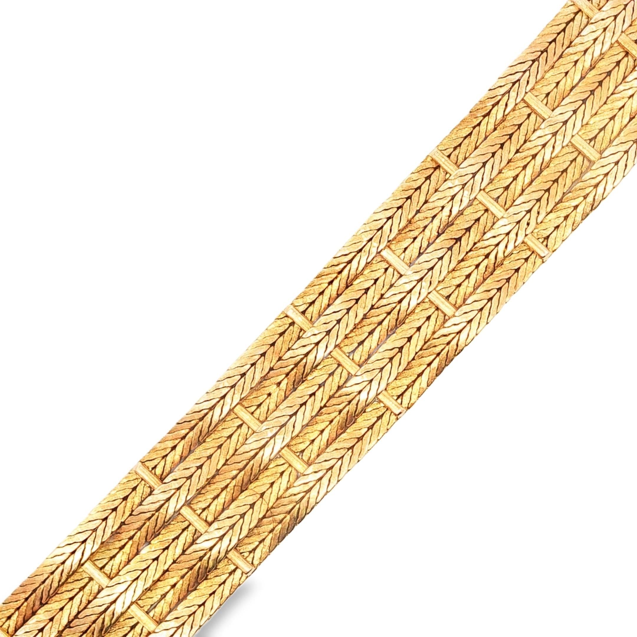 18K Yellow Gold Italian 1960's Woven Braided Bracelet