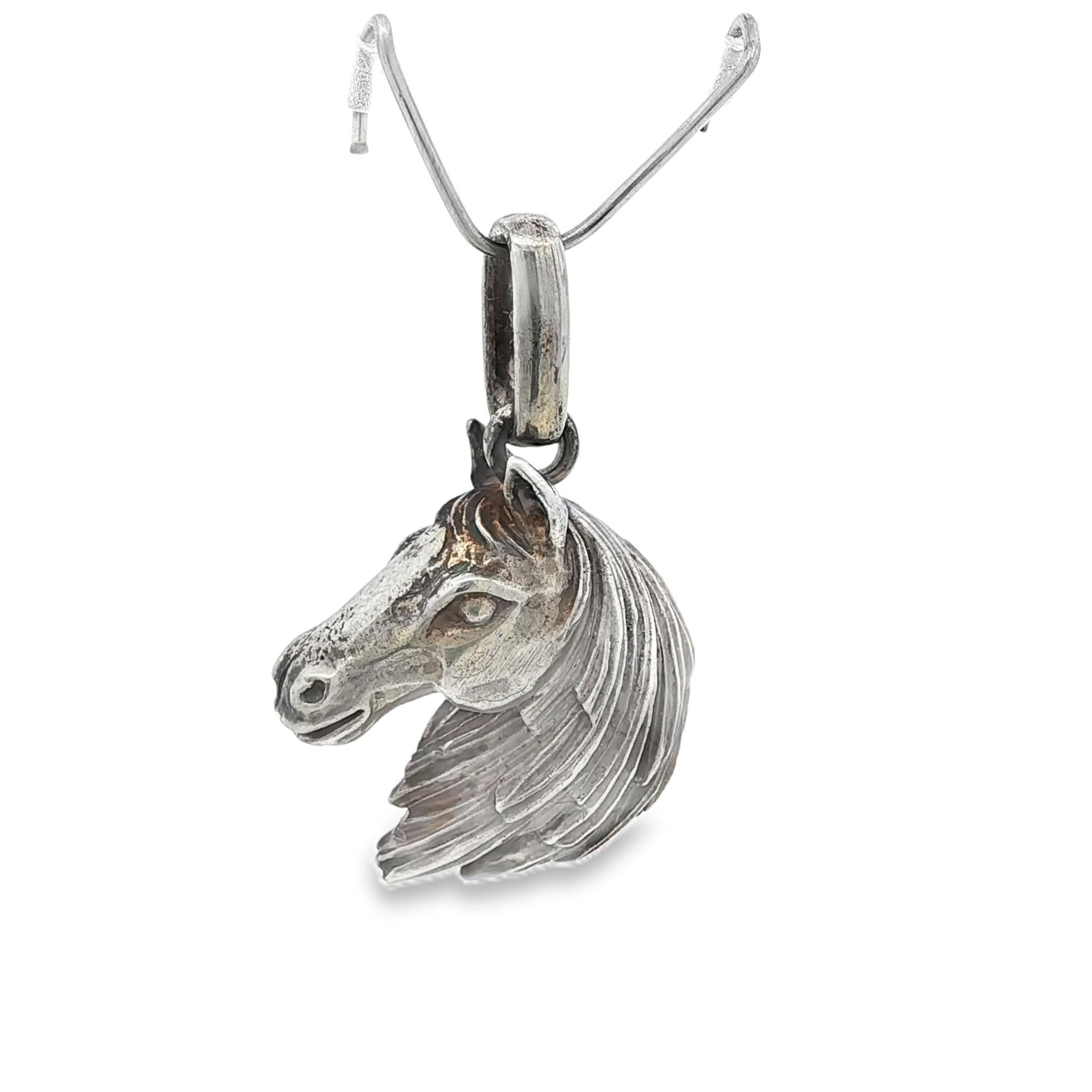 Silver Hermes Paris 1970 Horse Head Charm Pendant 17.30grs