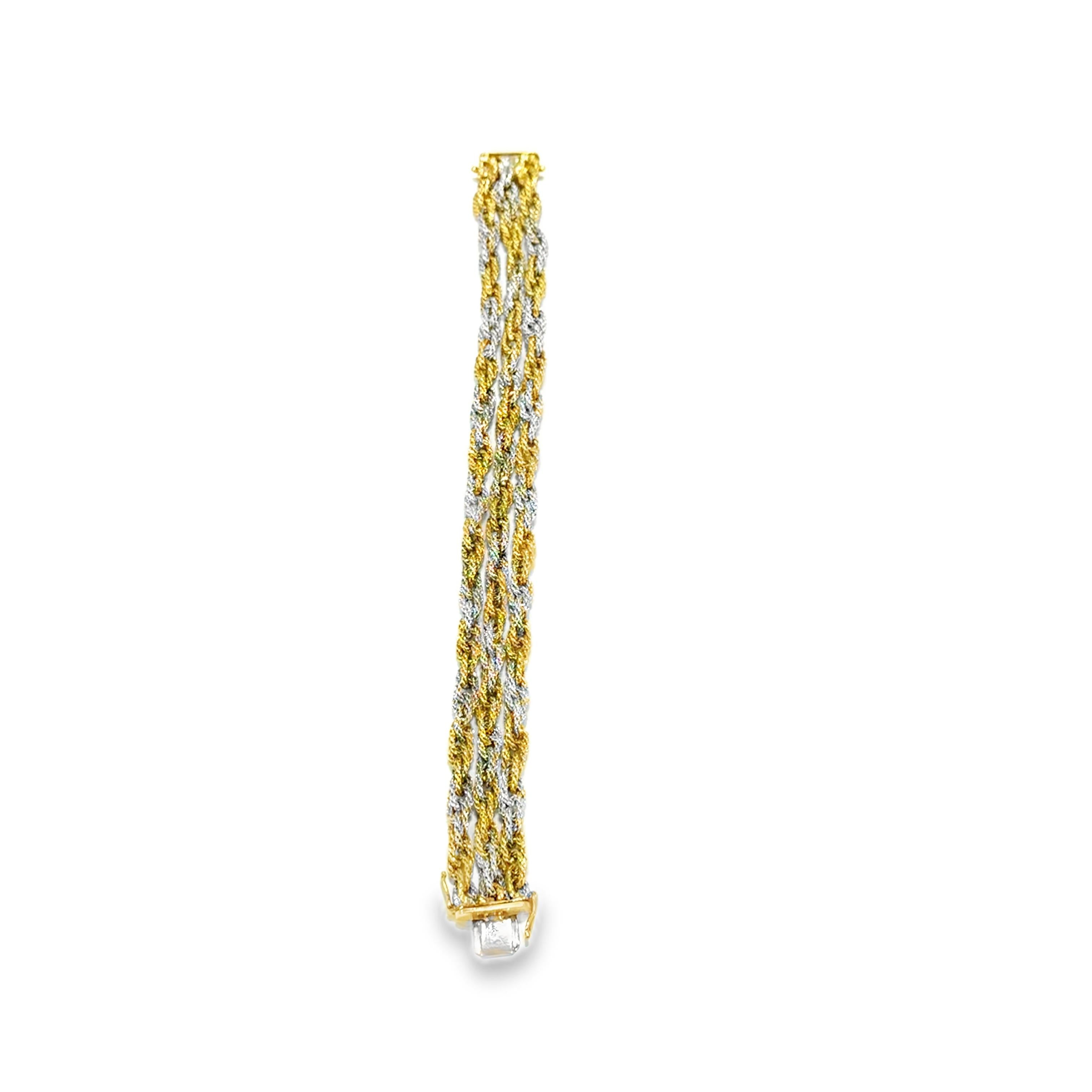1970s Twisted Rope Bracelet in 18k Yellow and White Gold