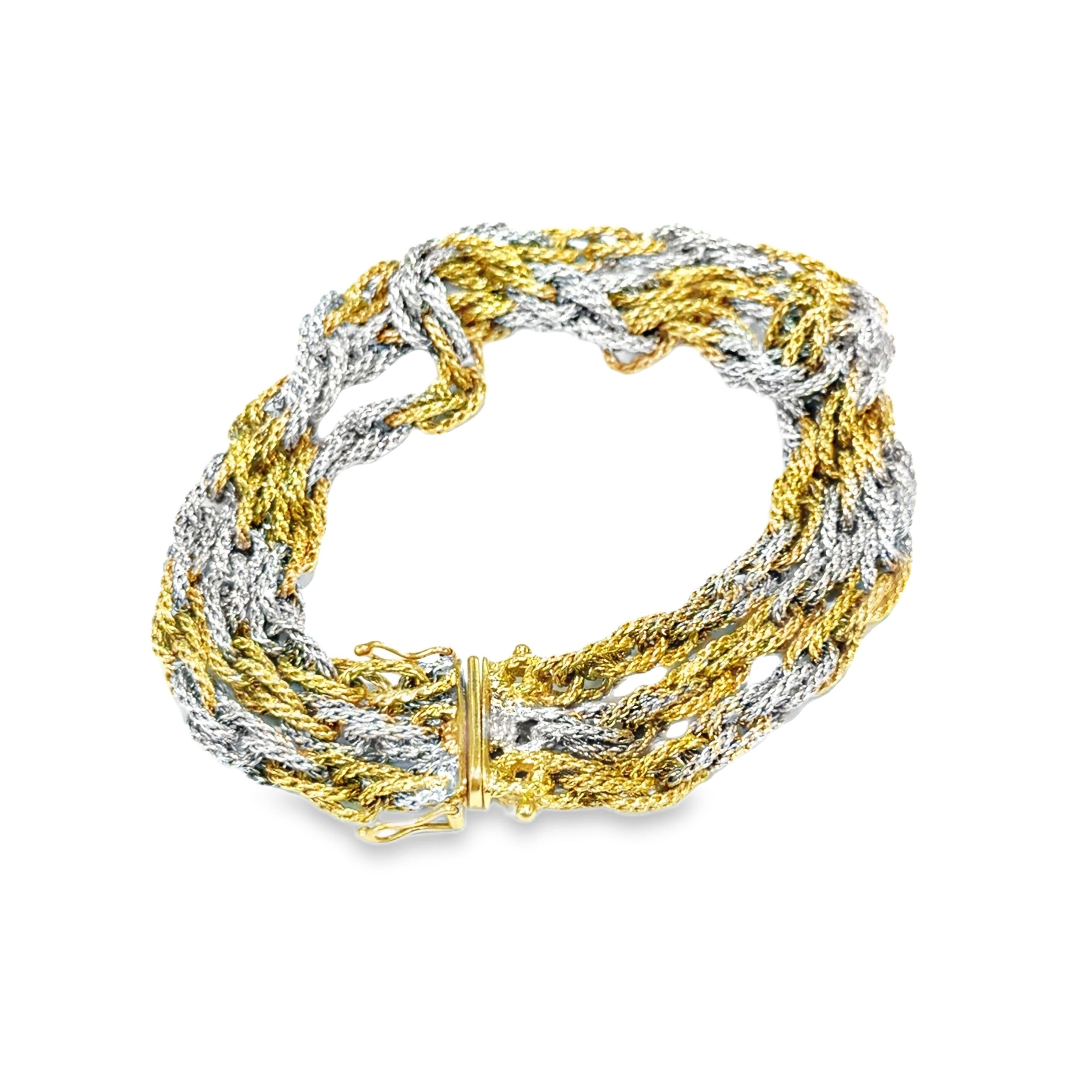 1970s Twisted Rope Bracelet in 18k Yellow and White Gold