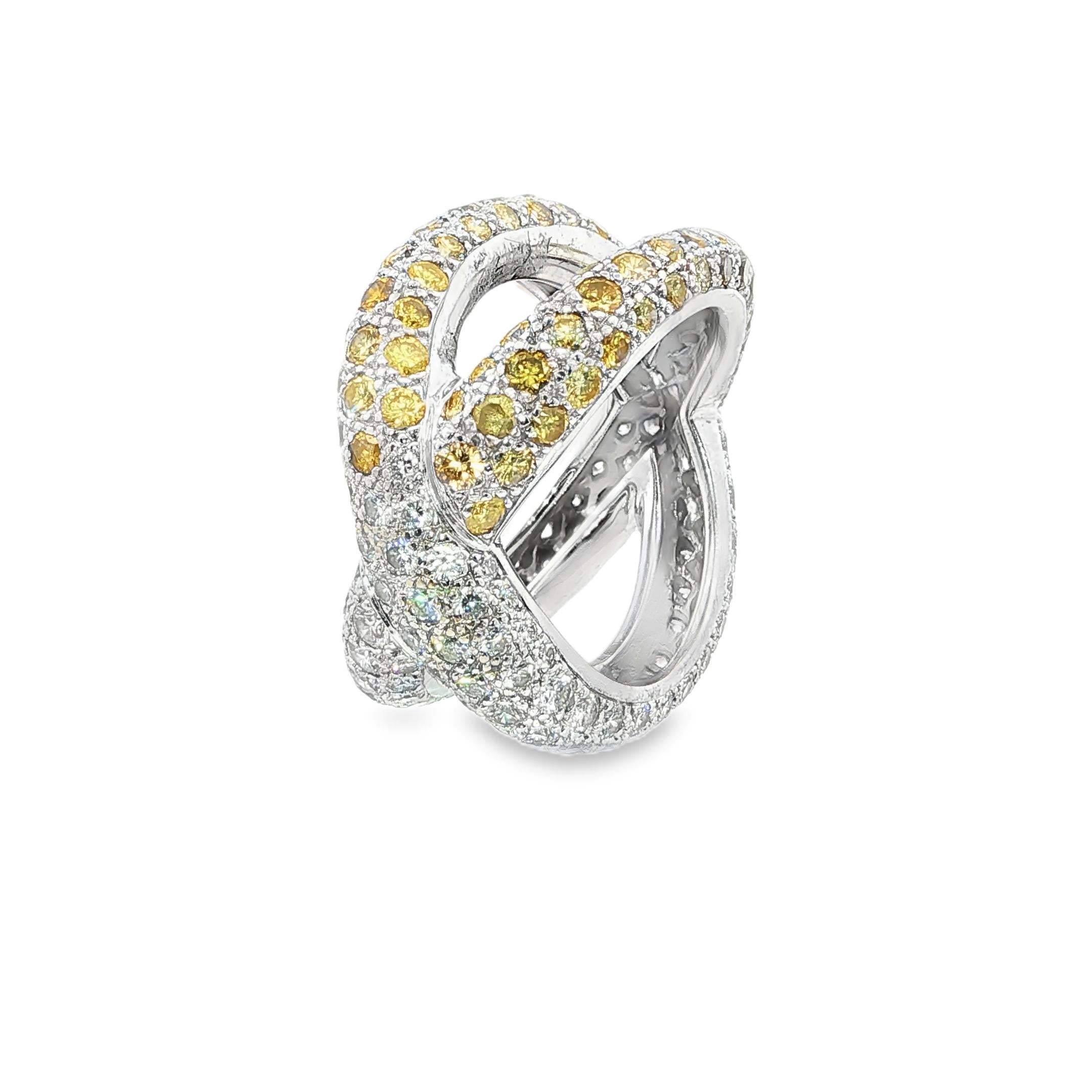 18K White Gold CLAUDE BEHAR Yellow and White Diamond Ring