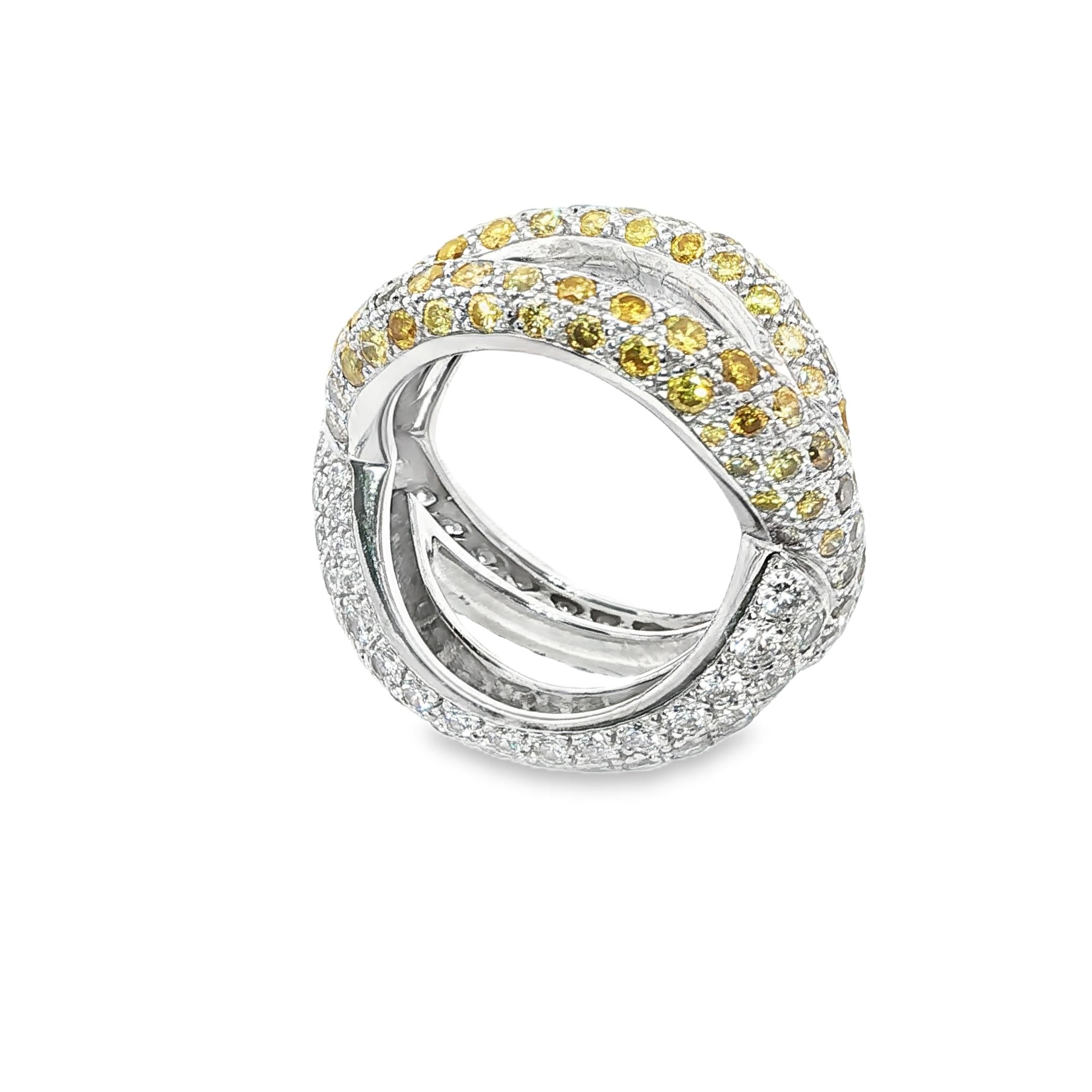 18K White Gold CLAUDE BEHAR Yellow and White Diamond Ring