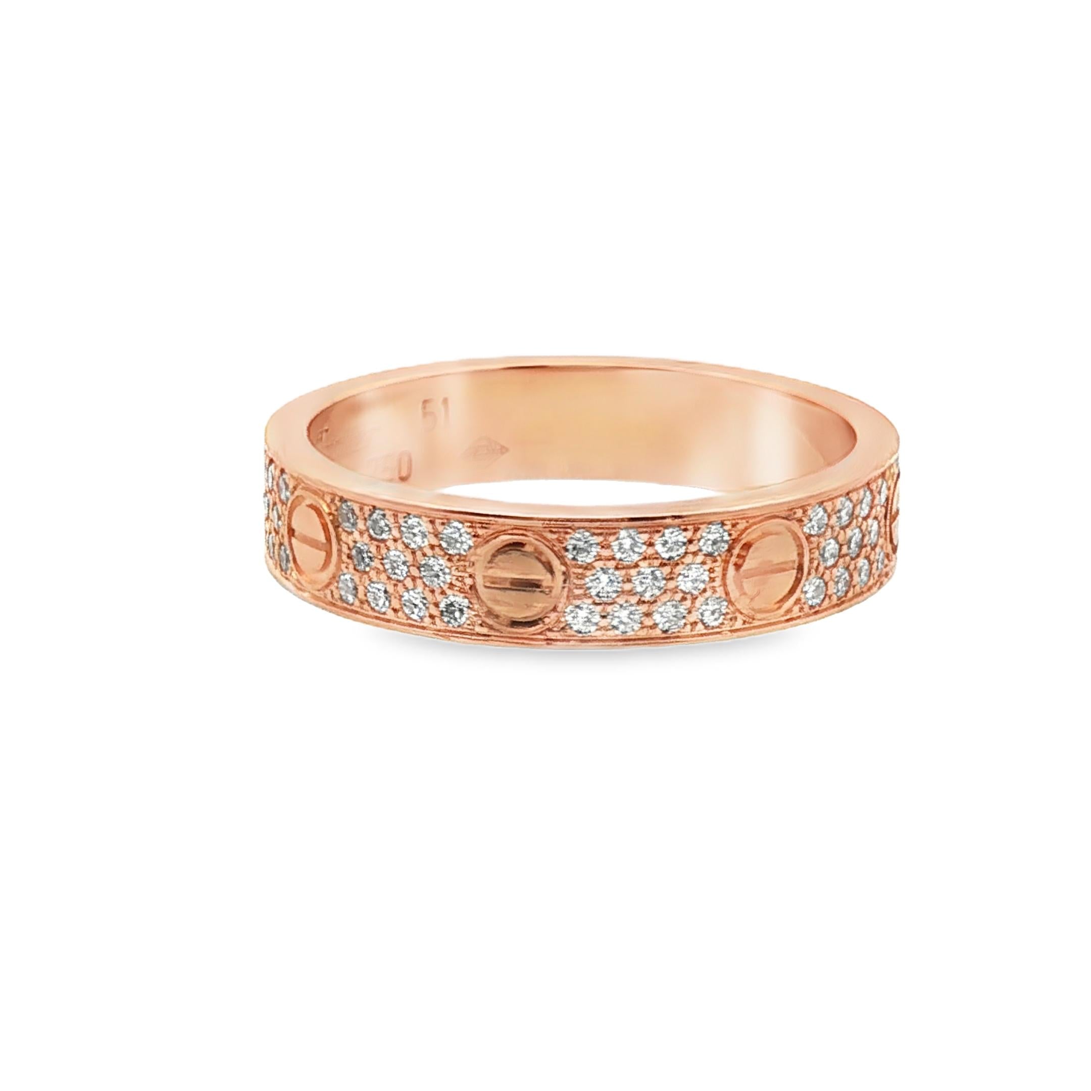 Cartier Love Ring, Full Pavé in Rose Gold