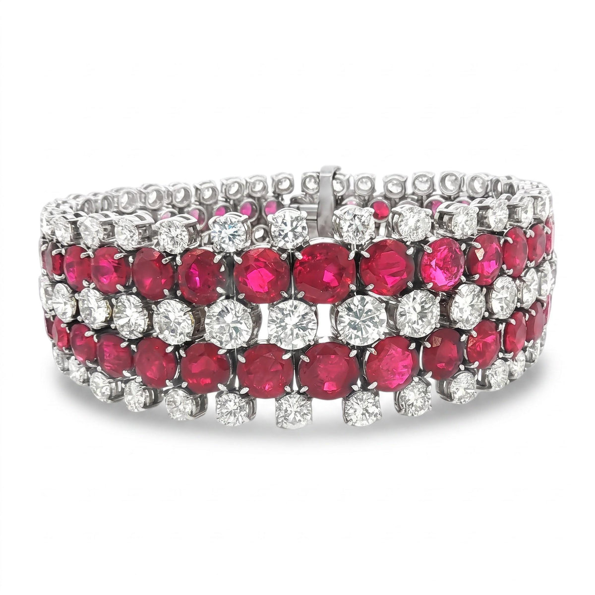 1960 Burmese Ruby and Diamond Bracelet in White Gold, view 5